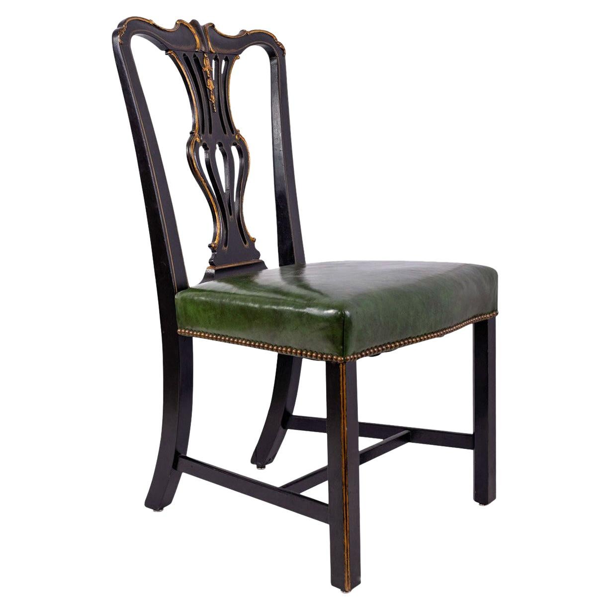 Ebonized and Gilded Portuguese Side Chair For Sale