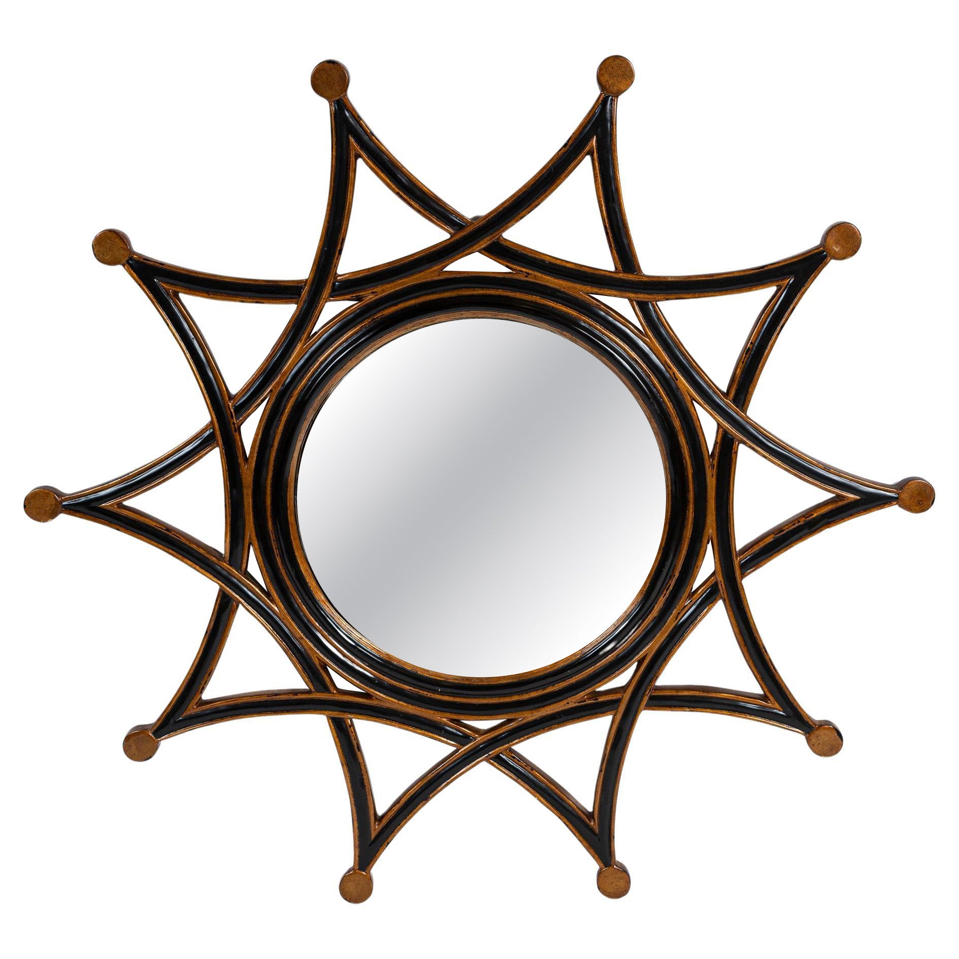 Ebonized and Gilt Sun Burst Mirror, 20th Century For Sale