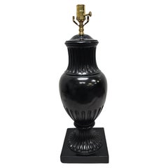 Tischlampe in Vasenform aus ebonisierter und glasierter Gusskeramik