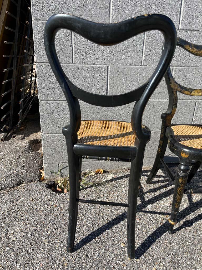 Ebonized and Gold Leaf Painted Regency Chairs, a Pair For Sale 1