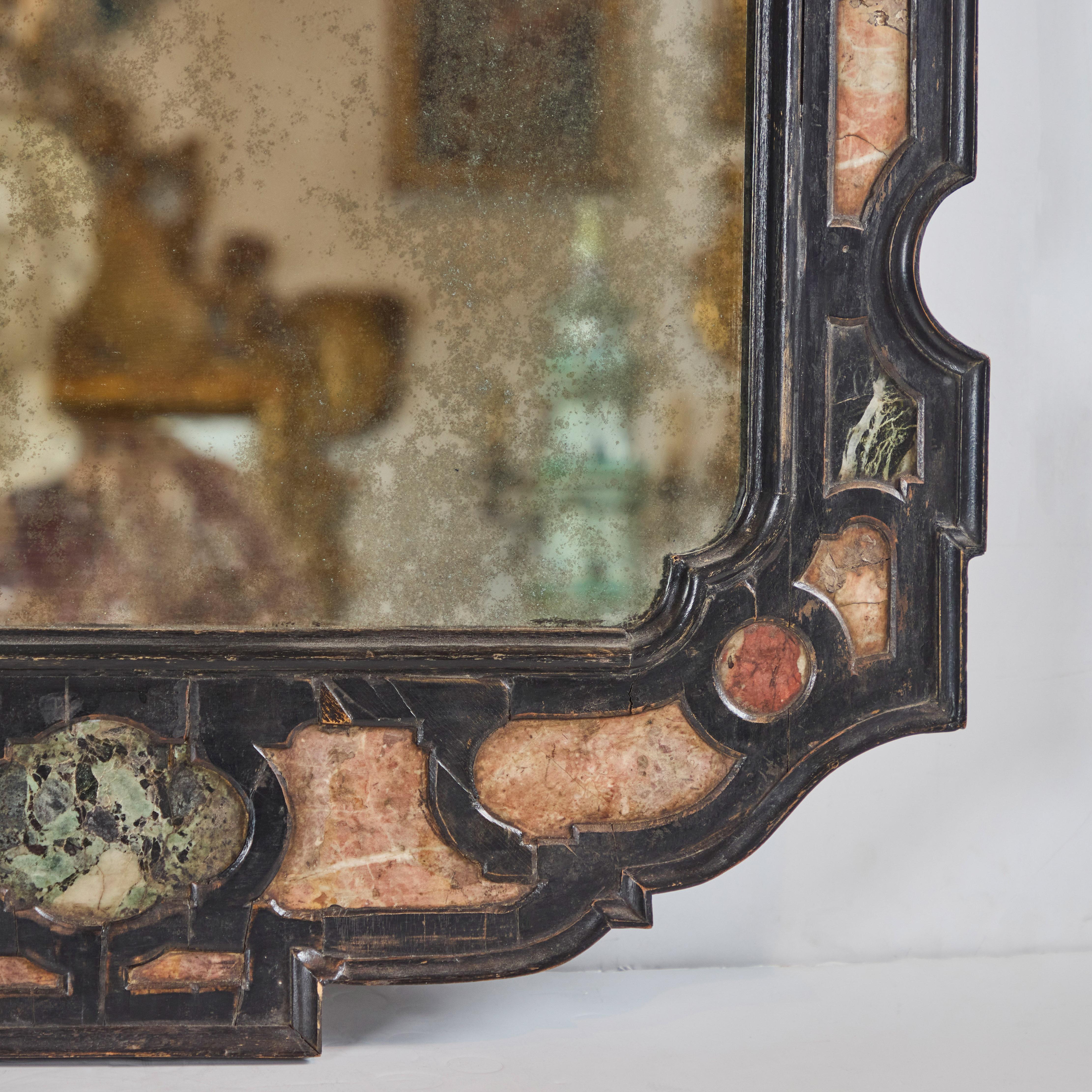 Ebonized and Marble Mirror In Good Condition For Sale In Los Angeles, CA