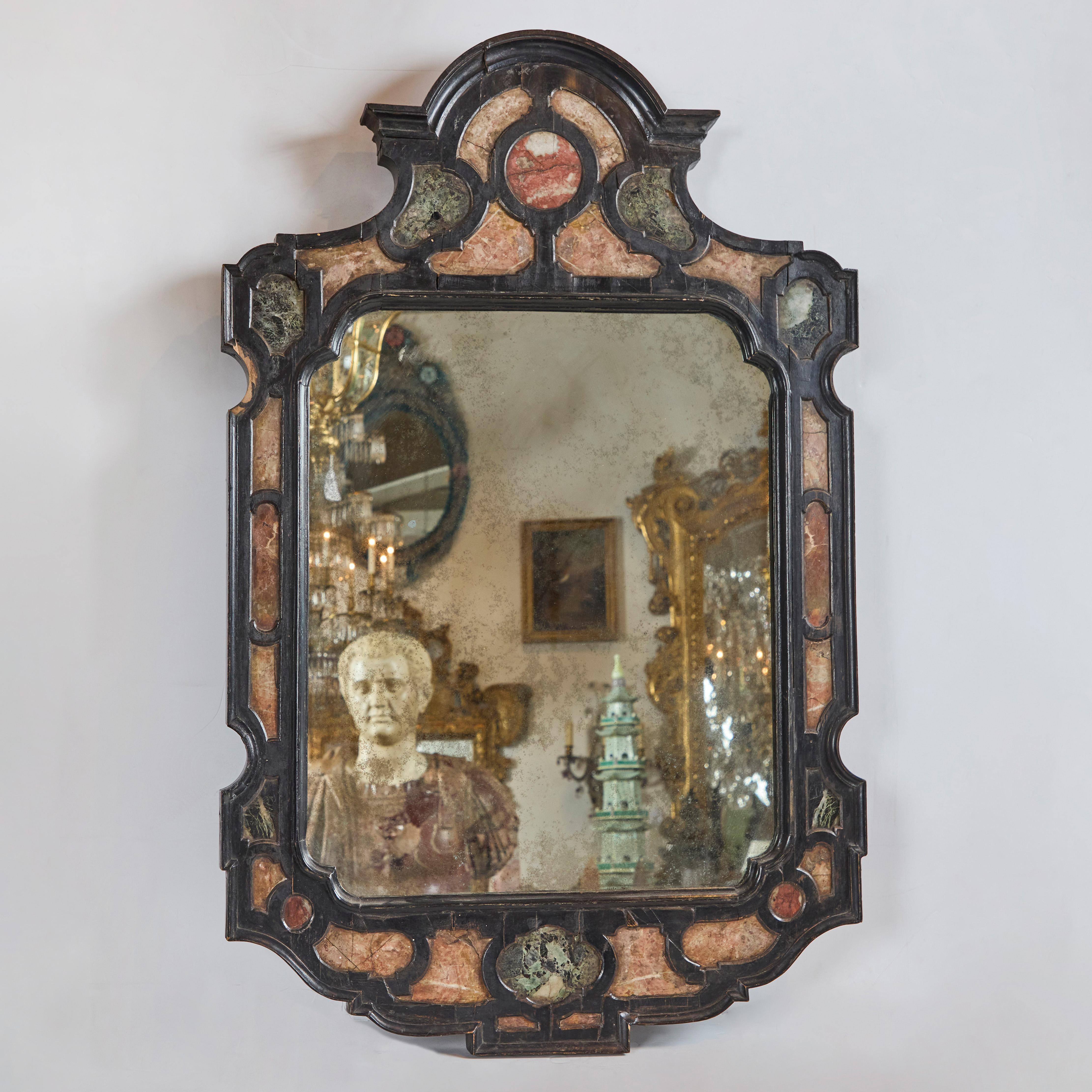 19th Century Ebonized and Marble Mirror For Sale