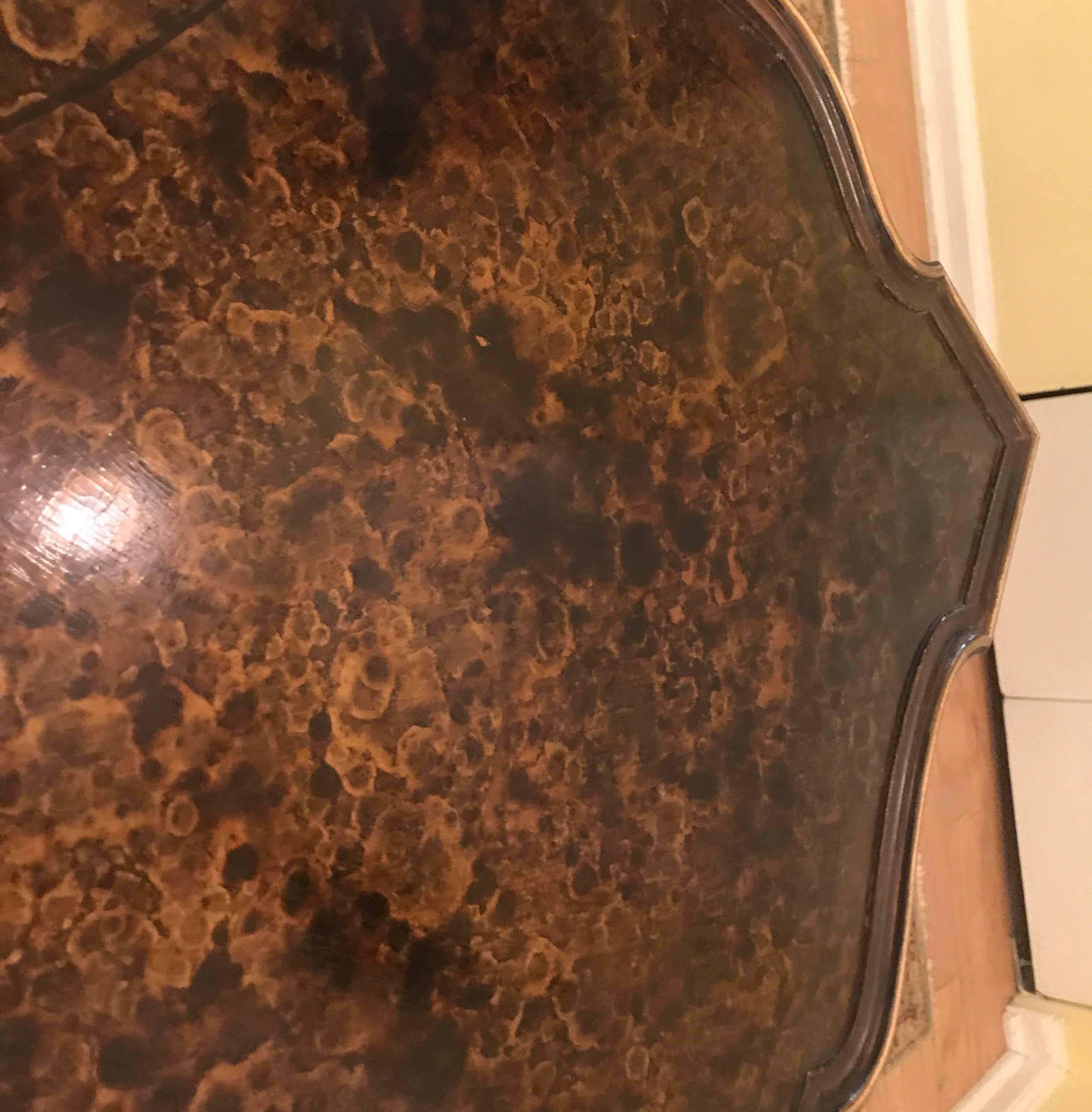 Ebonized and Painted Faux Tortoise Shell Cocktail Coffee Table For Sale 1