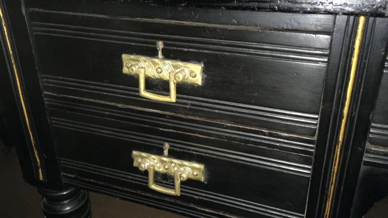 Ebonized and Parcel Gilt Aesthetic Movement desk by Maple and Co at 1stDibs