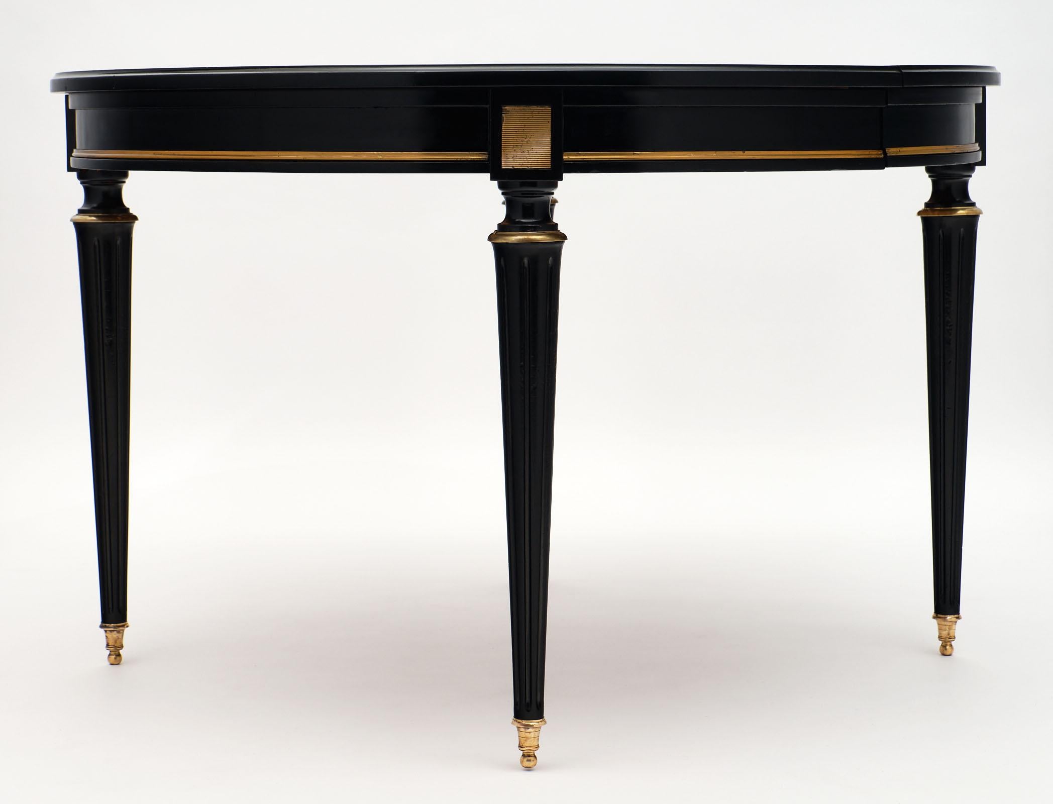 Brass Ebonized Antique Dining Table with Leaves