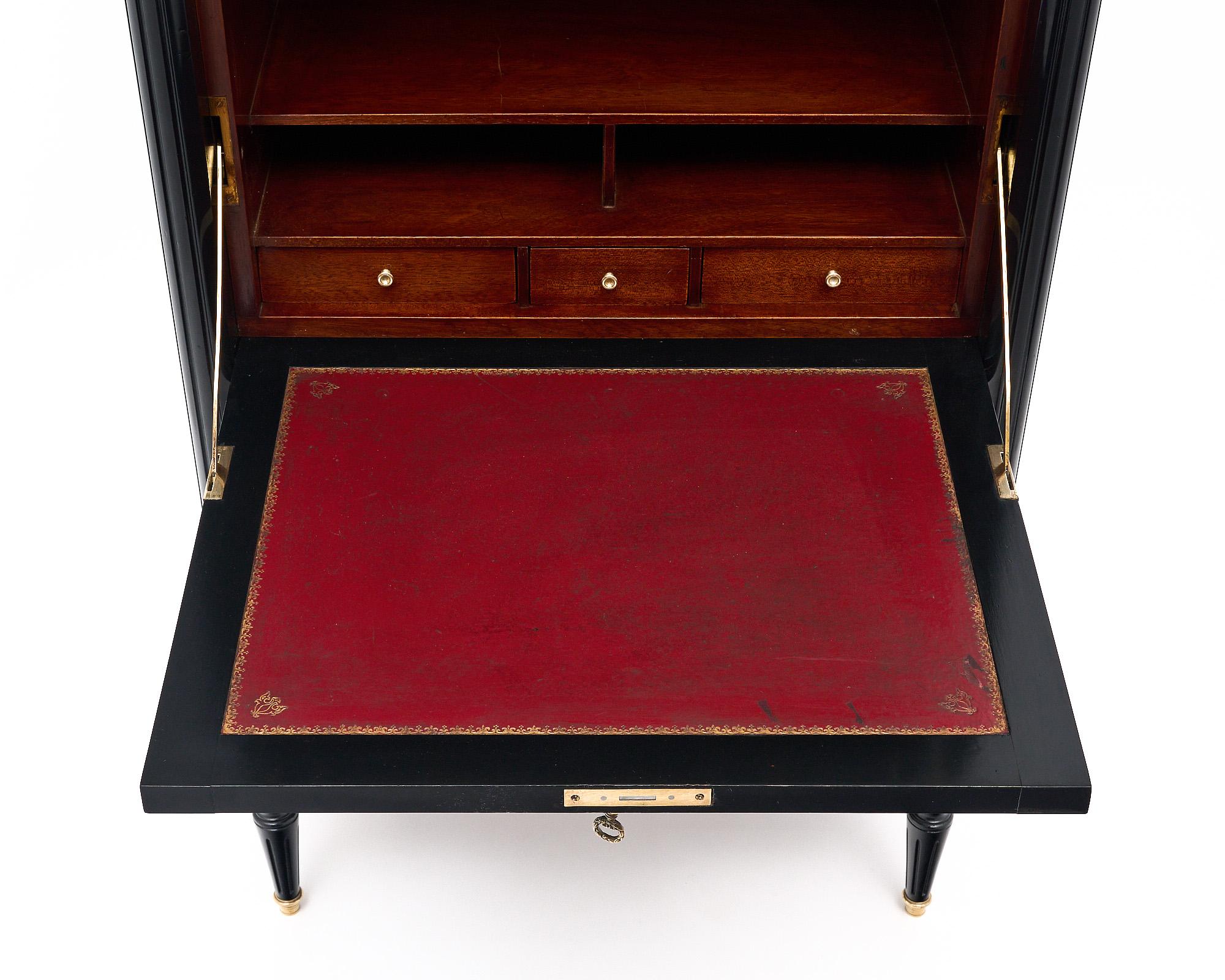 Brass Ebonized Antique Louis XVI Secretary For Sale