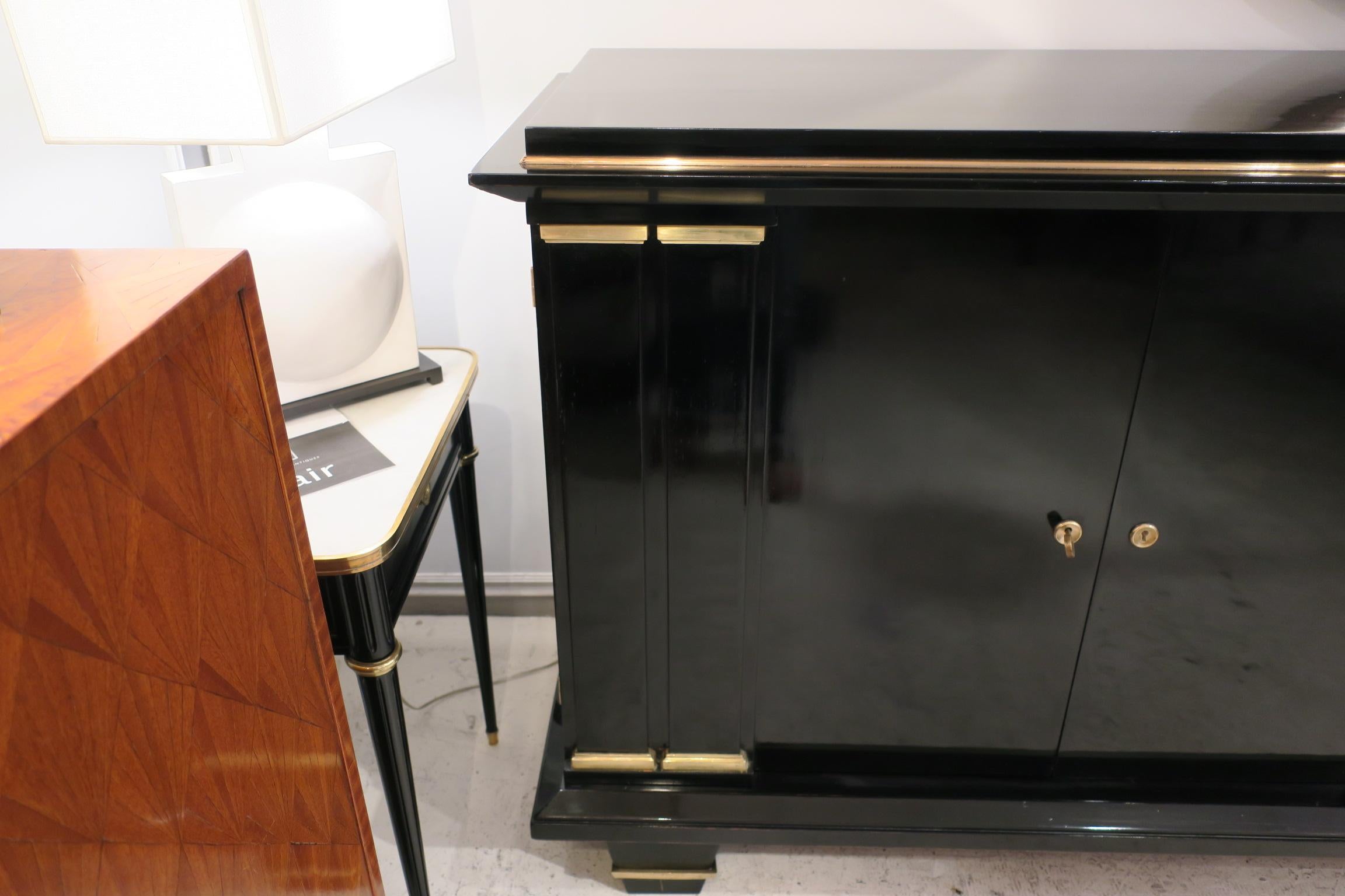 Ebonized French Architectural Sideboard with Bronze Mounts