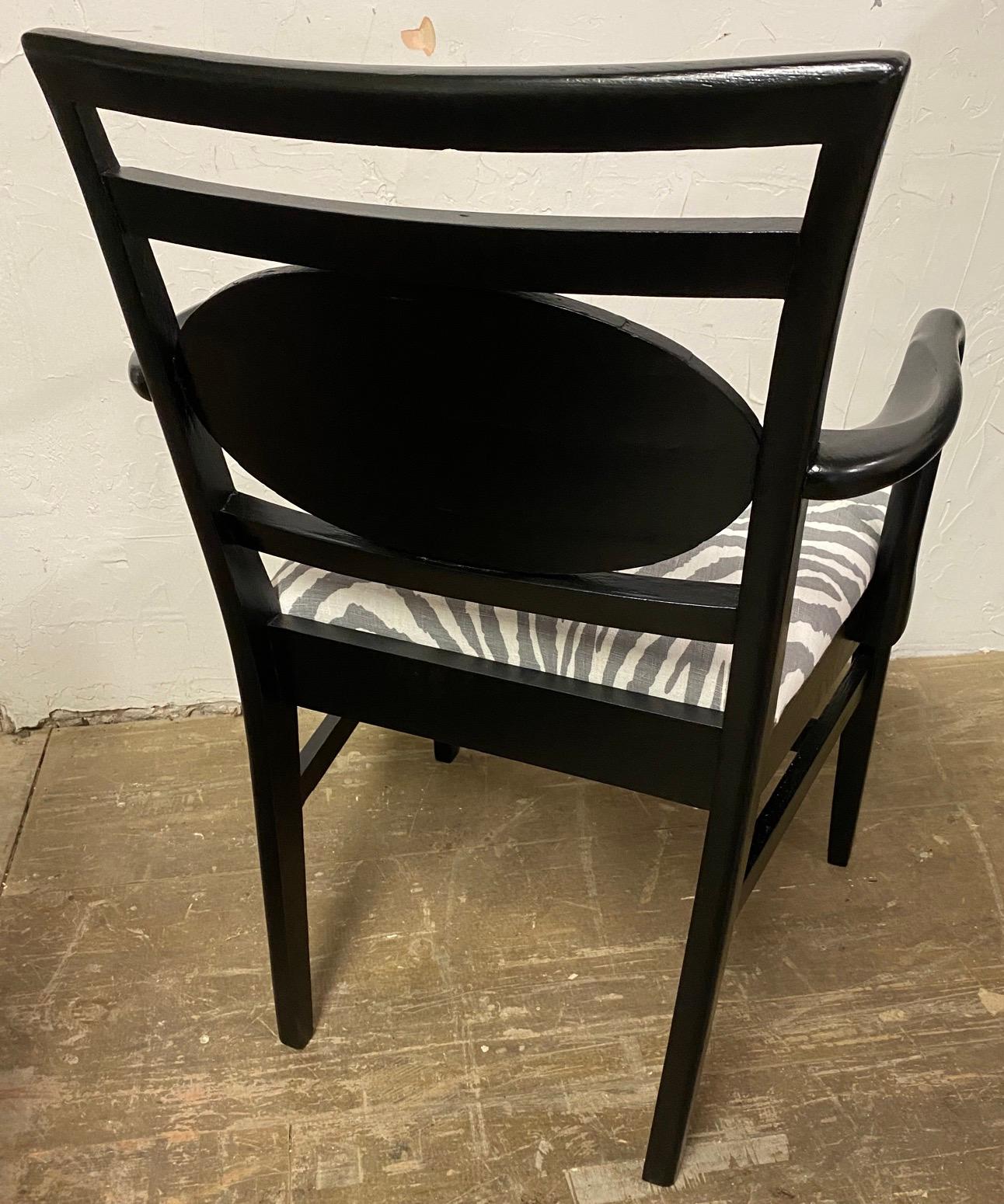 Ebonized Art Deco Style Arm Chair In Good Condition For Sale In Sheffield, MA