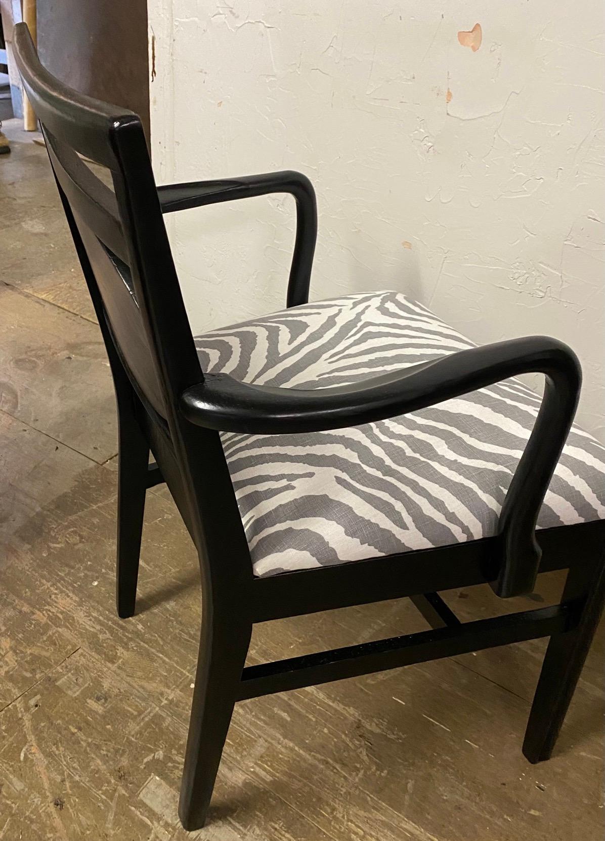 Wood Ebonized Art Deco Style Arm Chair For Sale