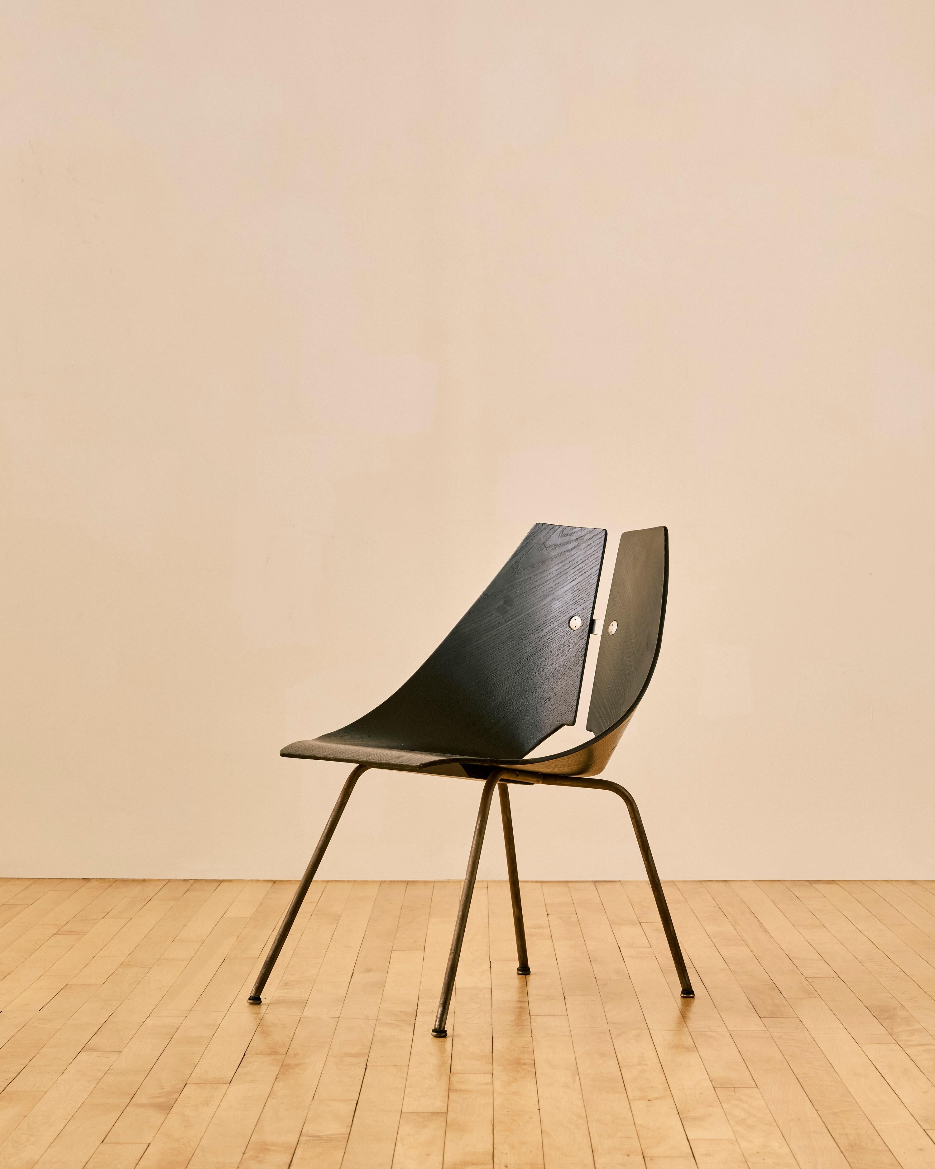 Ebonized Ash Chair By Ray Komai c. 1940 In Good Condition For Sale In Long Island City, NY