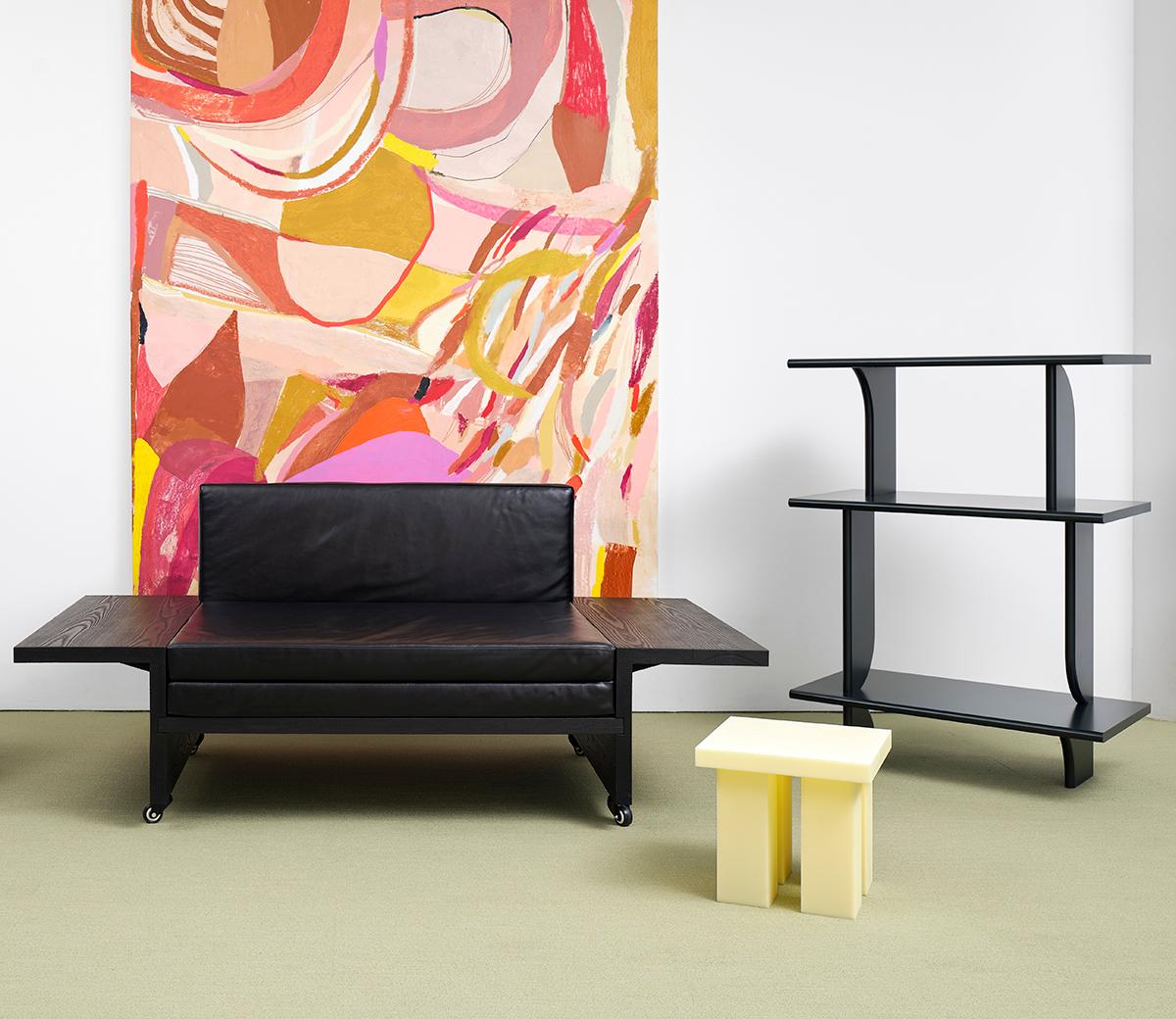 Contemporary Ebonized Ash Domino Armchair by Mock Studio For Sale