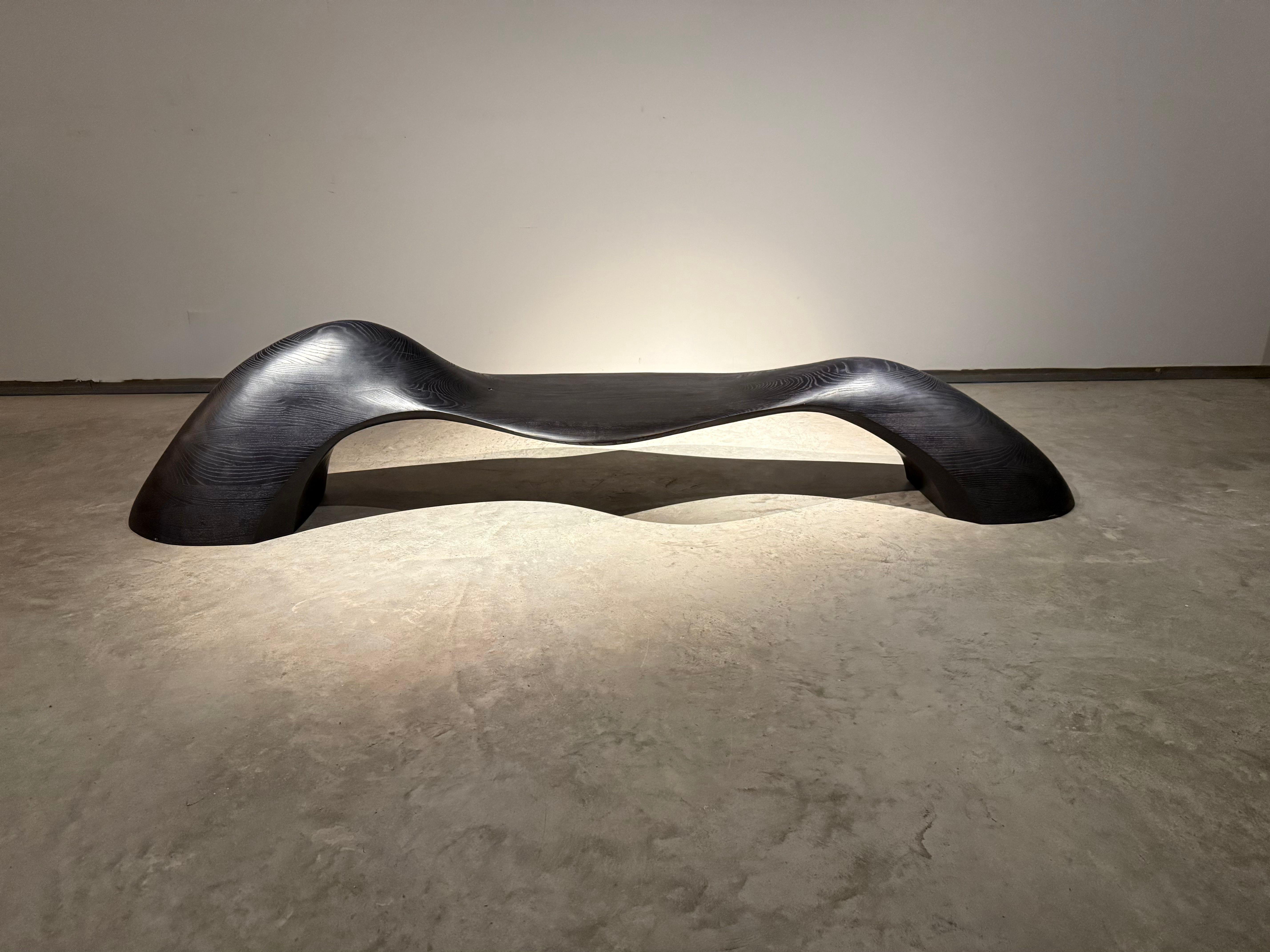Ebonized Ashe Sculptural Bench by Michael Wilson For Sale at 1stDibs