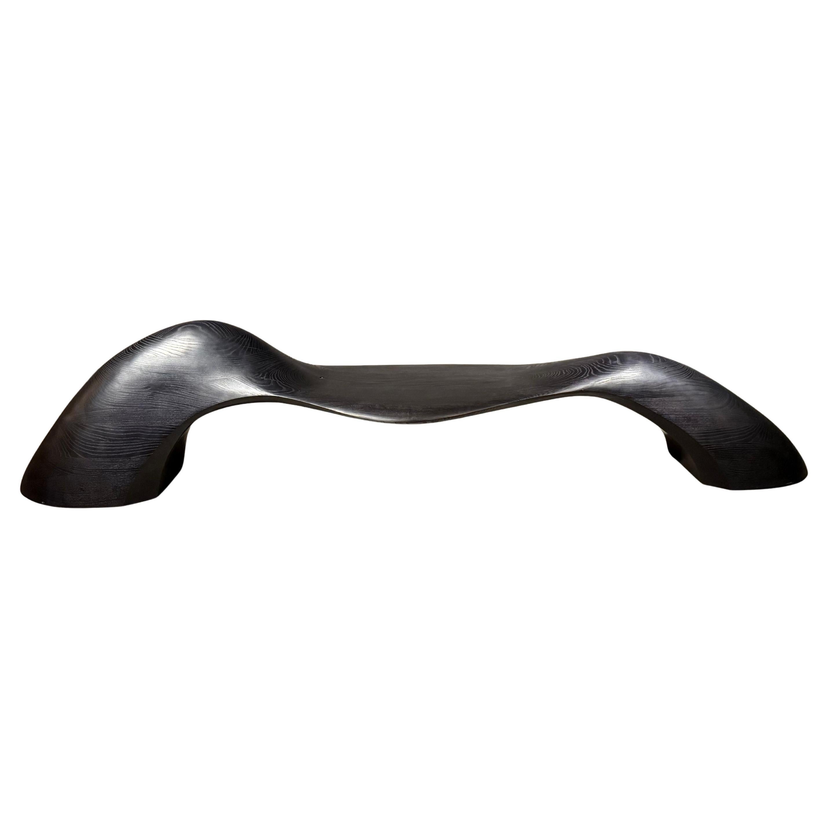 Ebonized Ashe Sculptural Bench by Michael Wilson