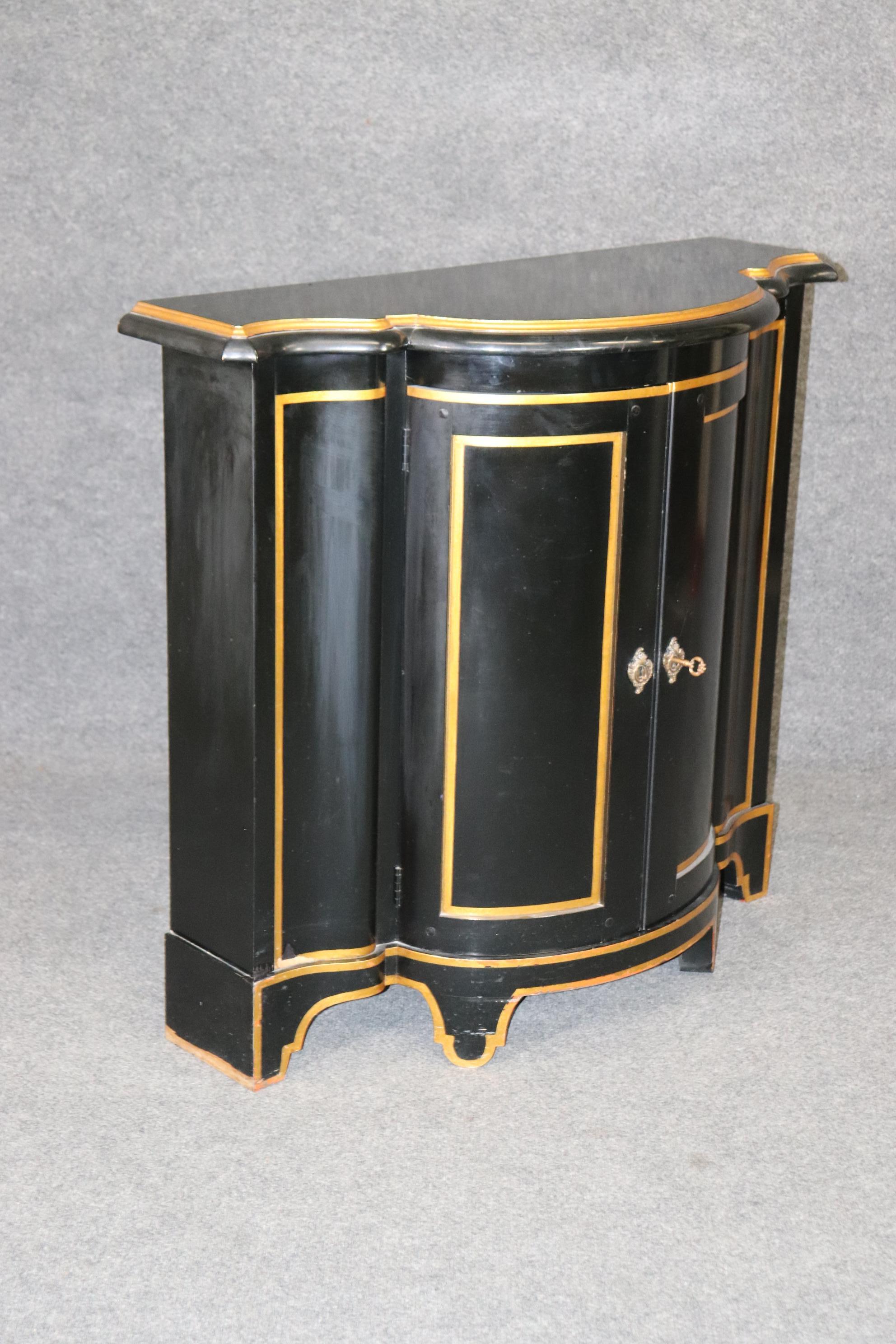 American Ebonized Baker French Directoire Gilded Commode Console Cabinet