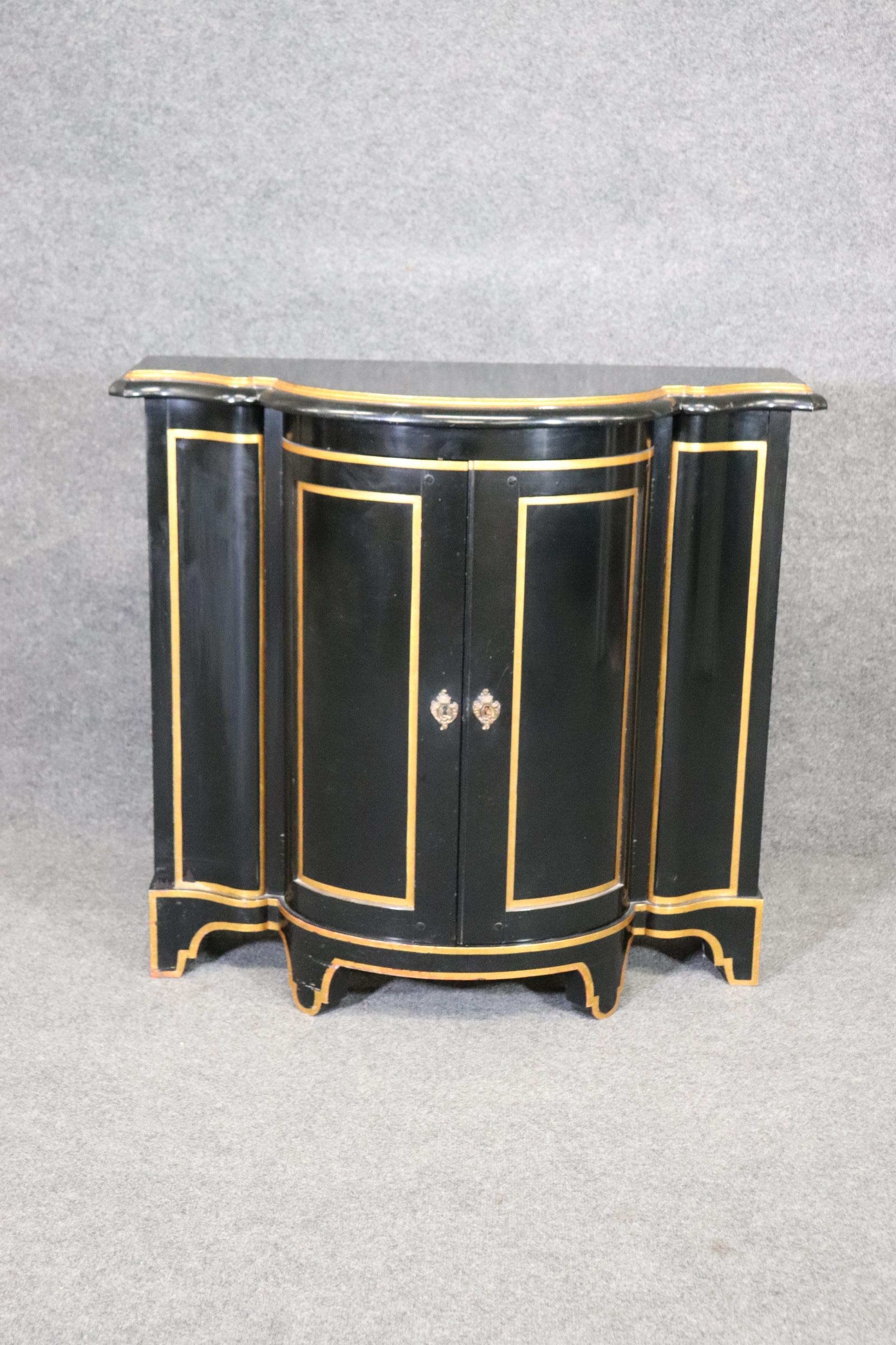 Ebonized Baker French Directoire Gilded Commode Console Cabinet In Good Condition In Swedesboro, NJ