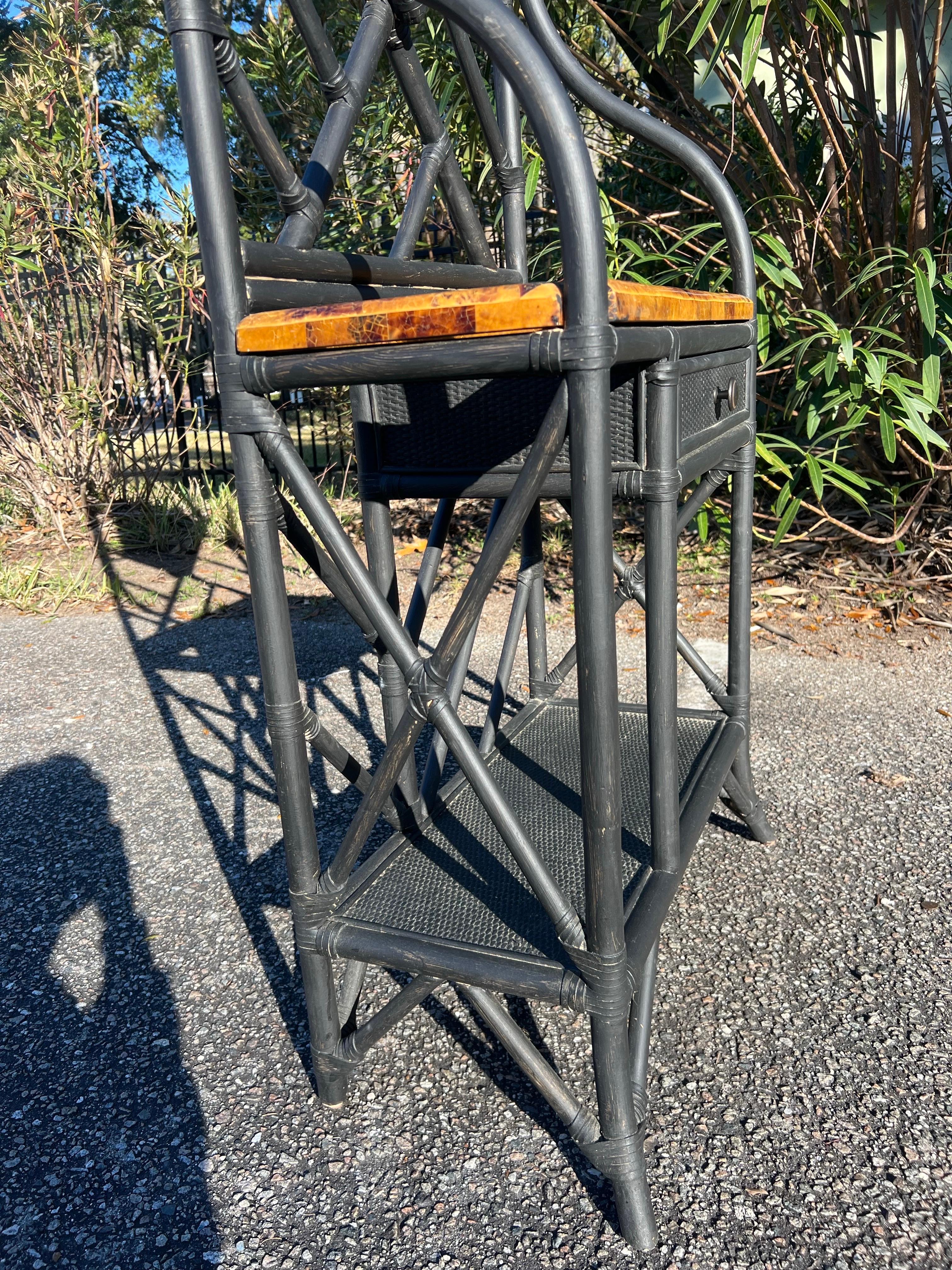 Ebonized Bamboo and Faux Tortoise Shell Hall Tree 4