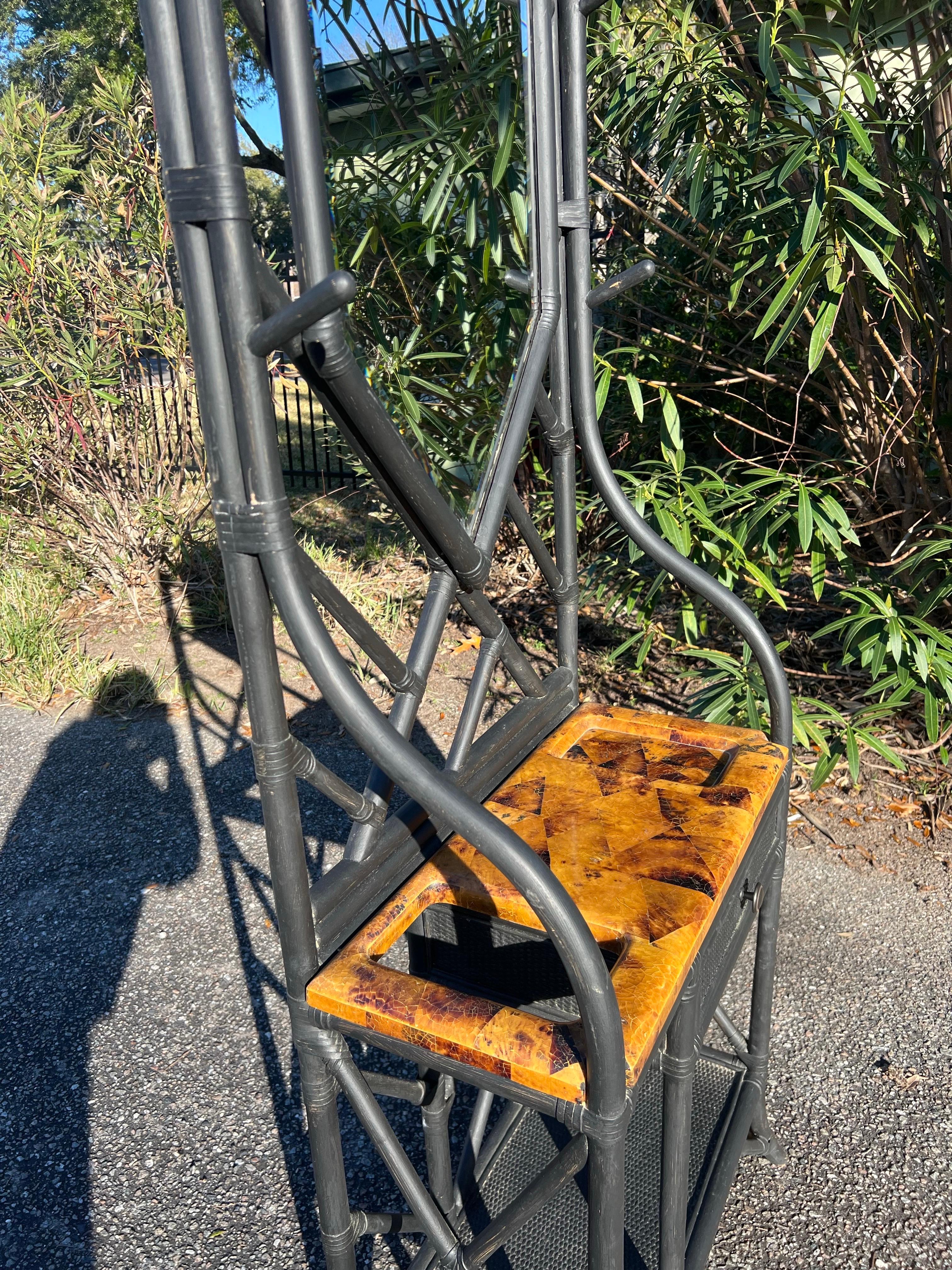 Ebonized Bamboo and Faux Tortoise Shell Hall Tree 5