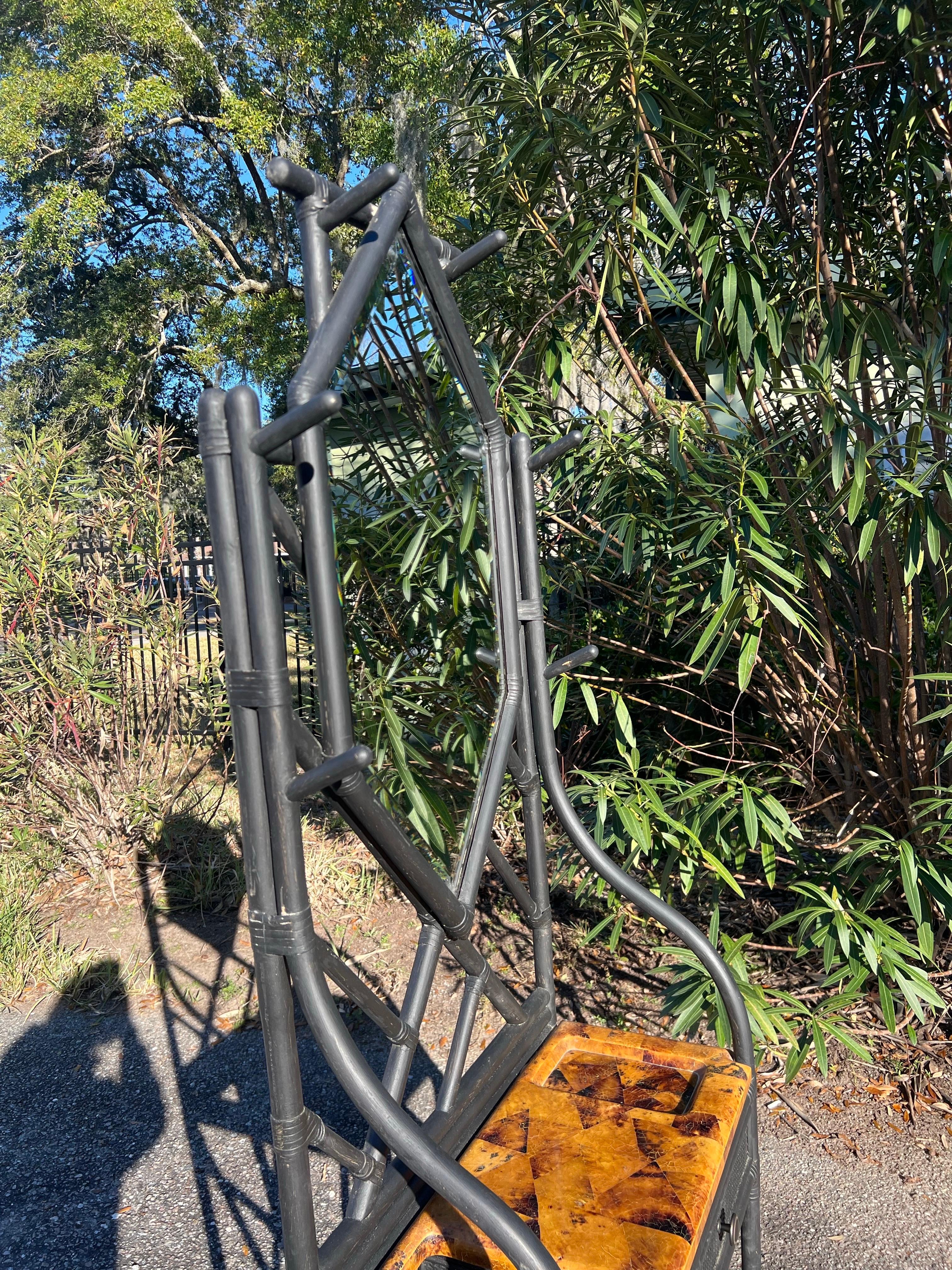Ebonized Bamboo and Faux Tortoise Shell Hall Tree 6