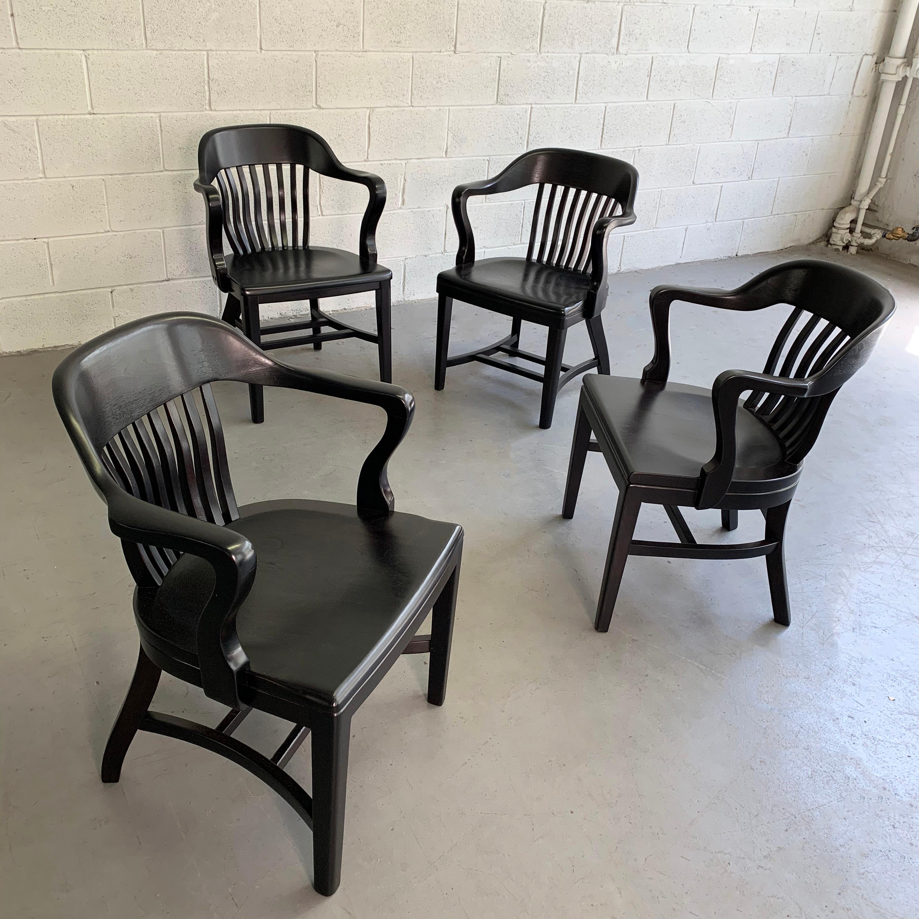 Industrial Ebonized Bank of England Armchairs For Sale