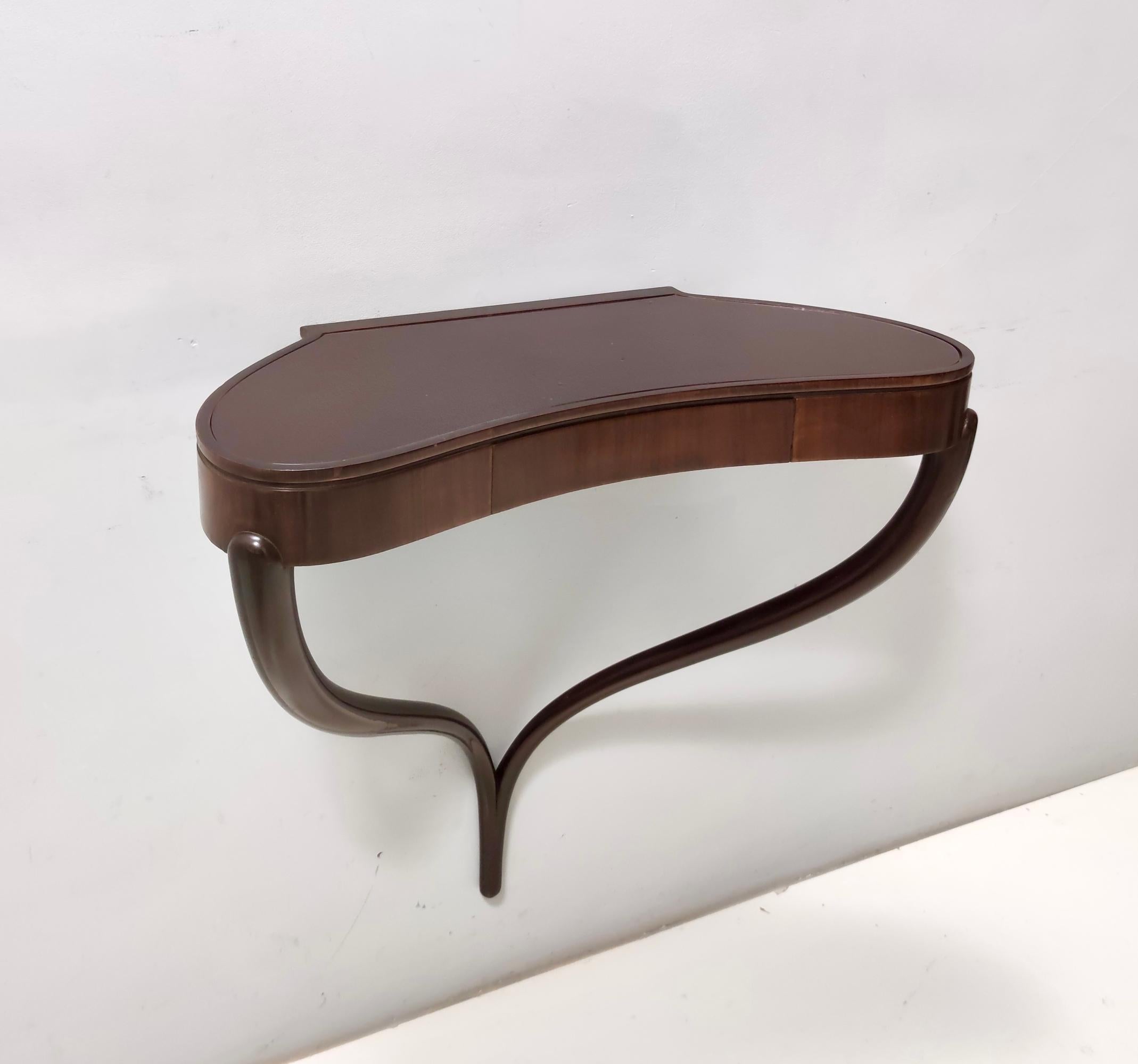 Ebonized Beech and Walnut Wall-Mounted Console Table Attr. to Guglielmo Ulrich In Good Condition In Bresso, Lombardy