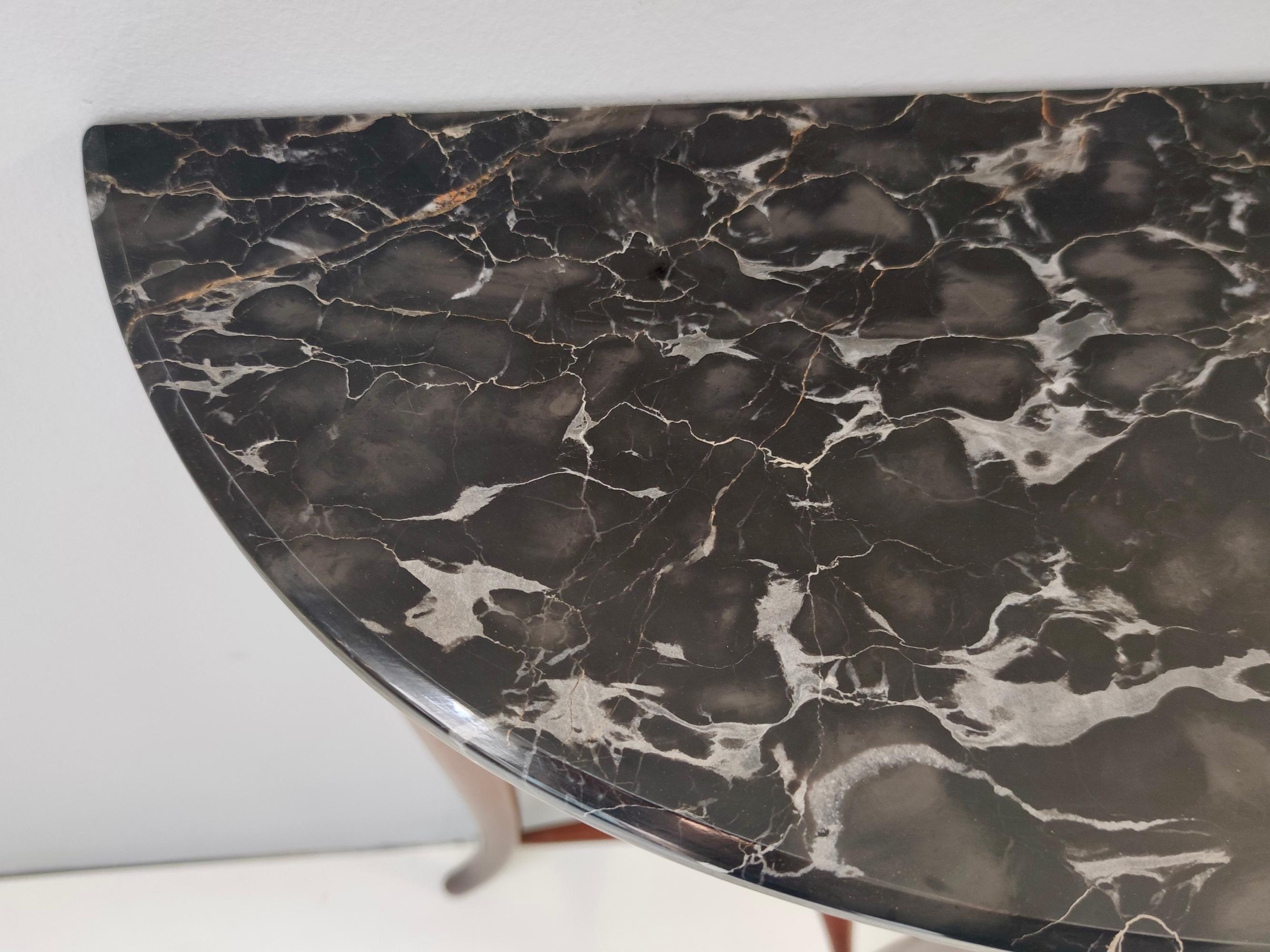 Ebonized Beech Console Table by Paolo Buffa with Portoro Marble Top, Italy 5