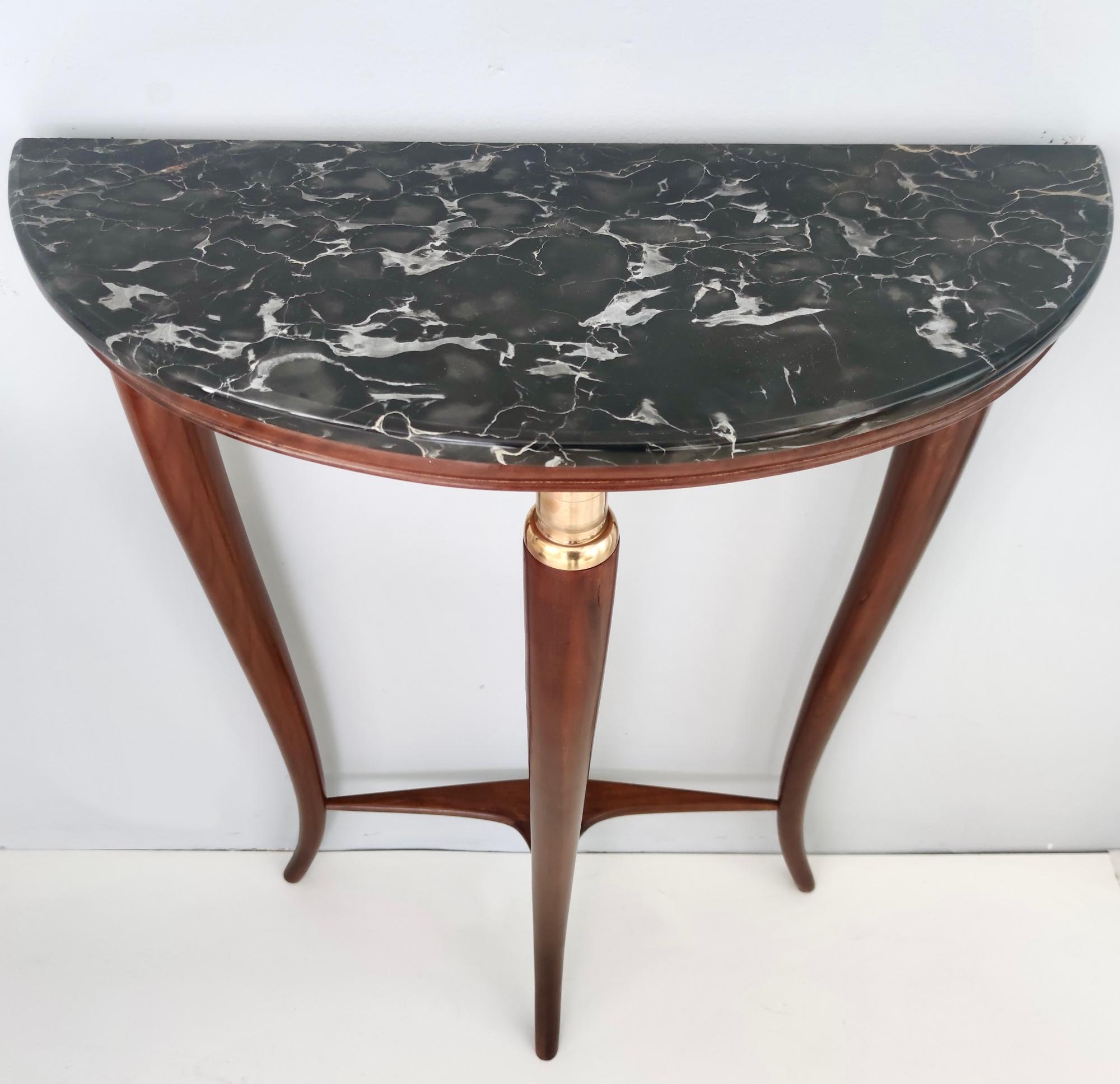 Ebonized Beech Console Table by Paolo Buffa with Portoro Marble Top, Italy In Good Condition In Bresso, Lombardy