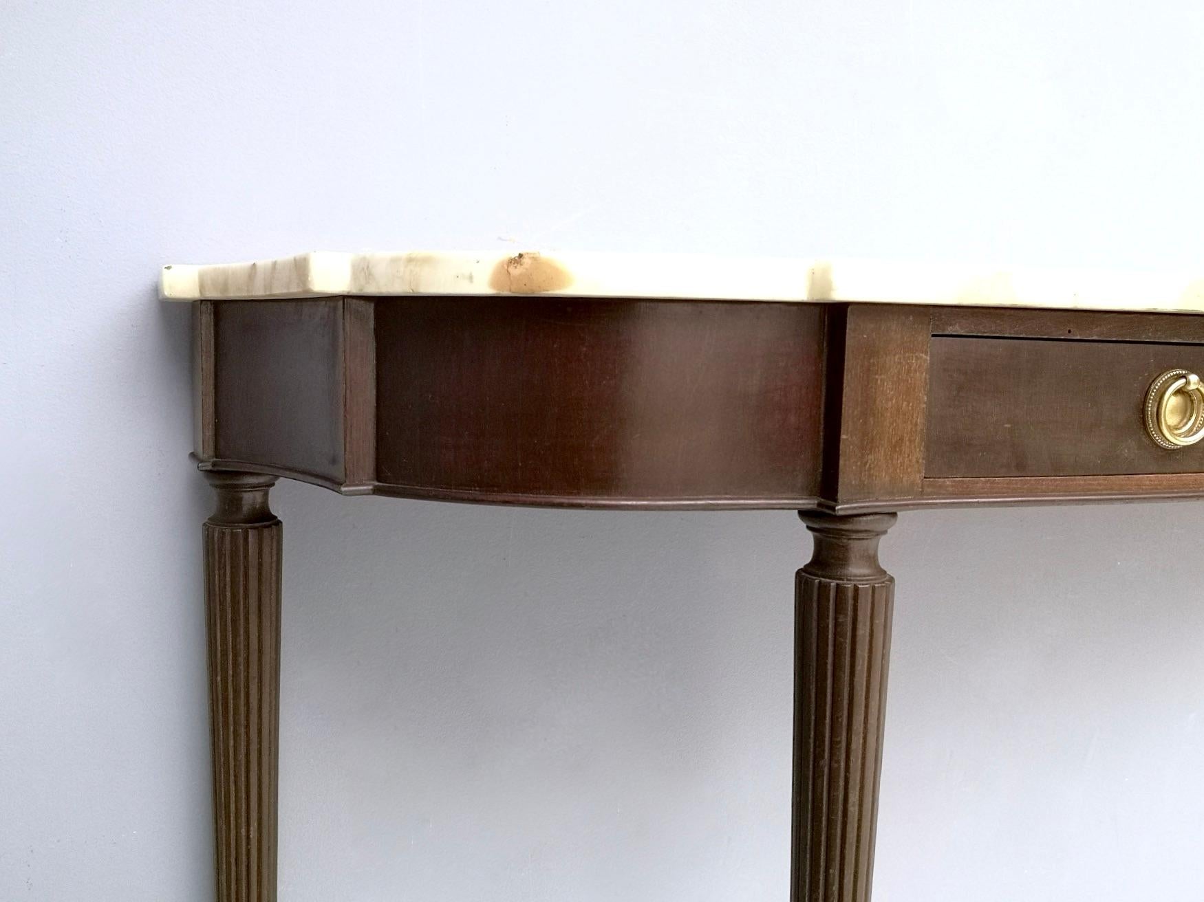 Ebonized Beech Console Table with a Marble Top, 1950s 5
