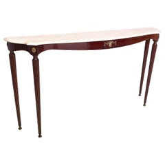 Ebonized Beech Console Table with a Portuguese Pink Marble Top, Italy, 1950s
