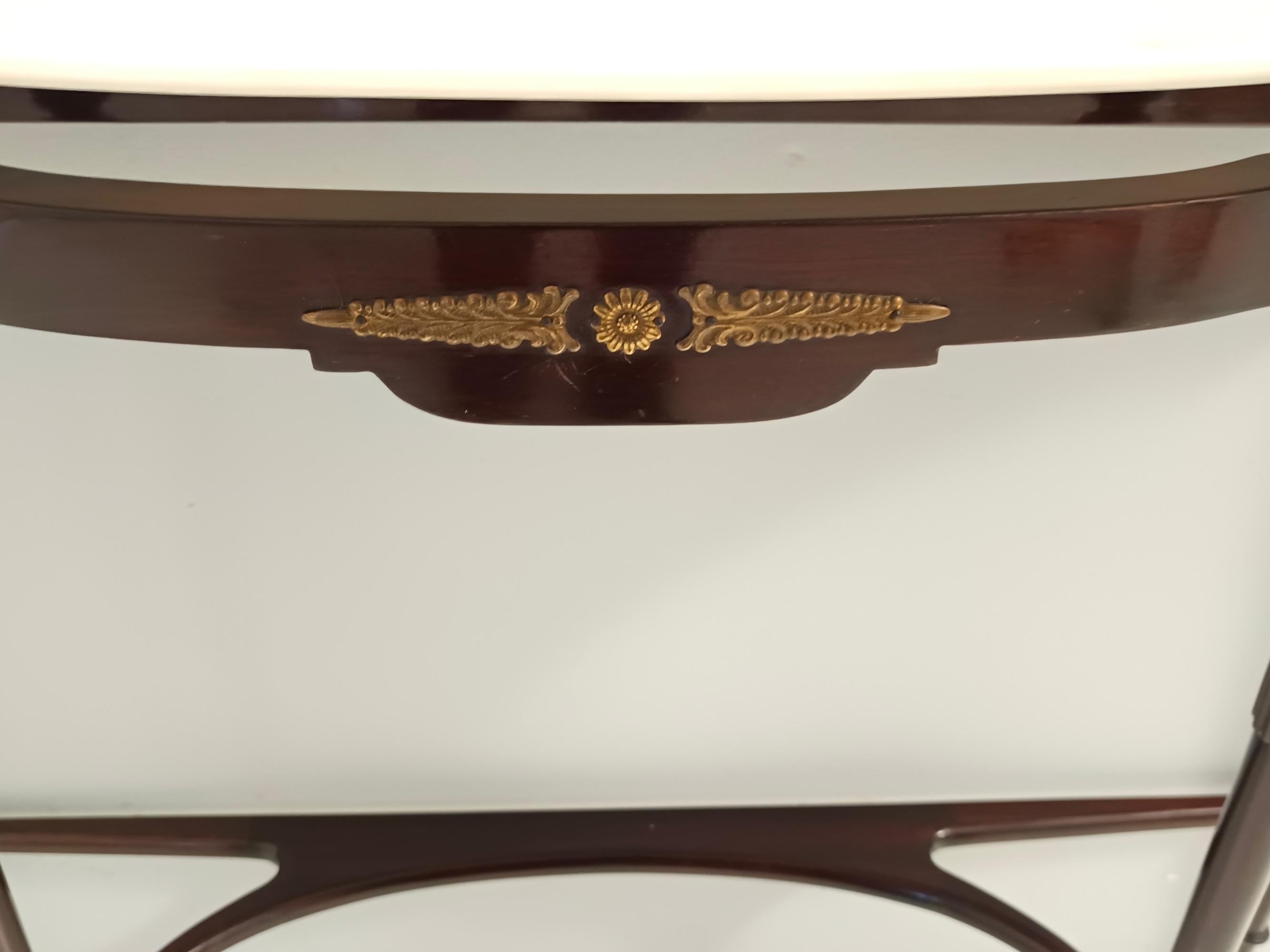 Konsolentisch aus ebonisierter Buche mit rosa portugiesischer Marmorplatte, Italien im Angebot 4