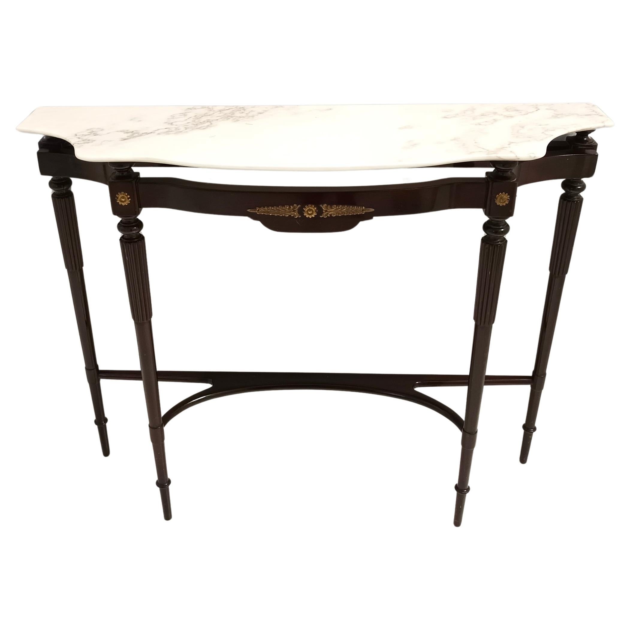 Ebonized Beech Console Table with Portuguese Pink Marble Top, Italy