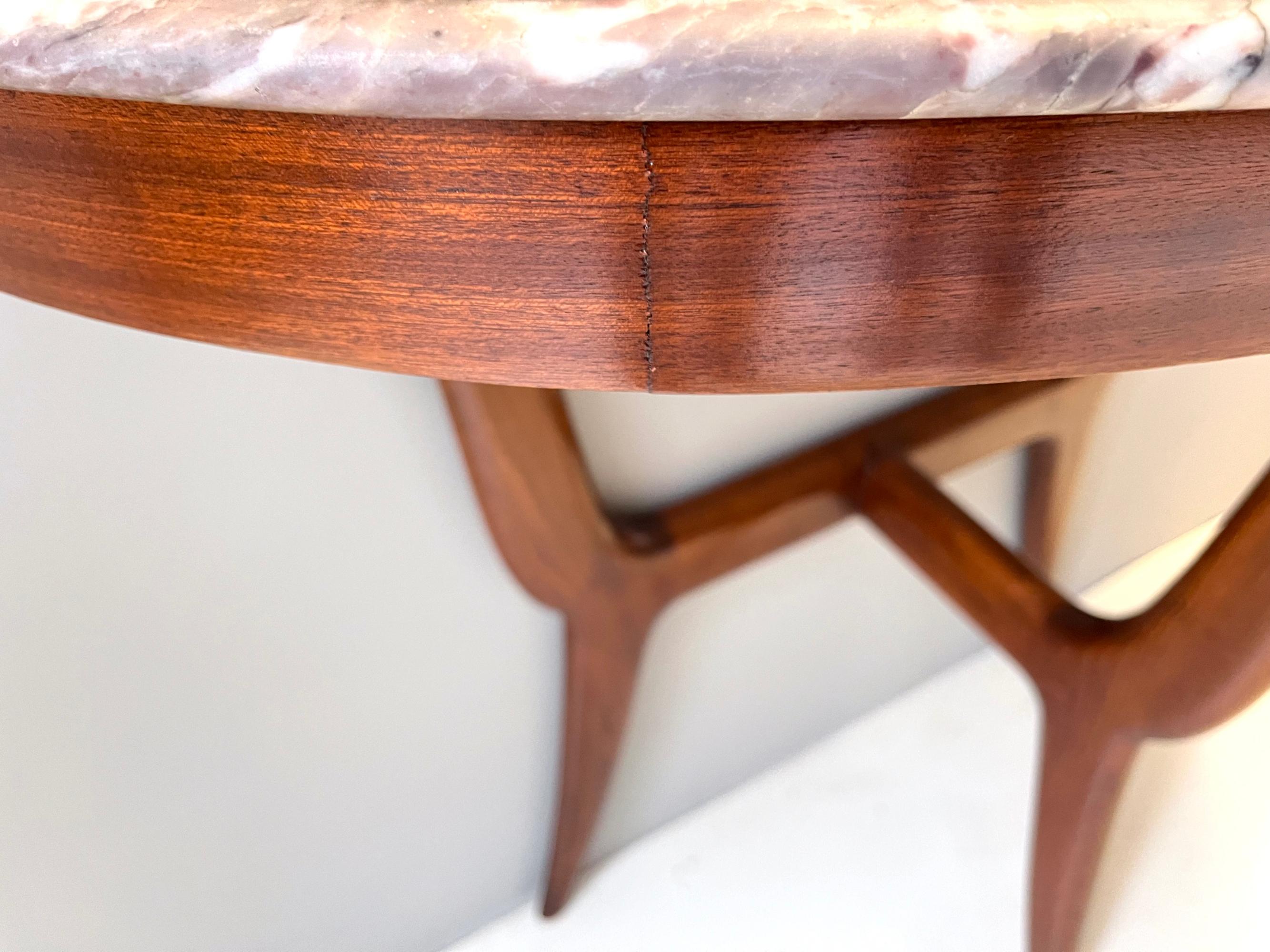 Ebonized Beech Console with a Demilune Fleur de Pecher Marble Top, Italy 7