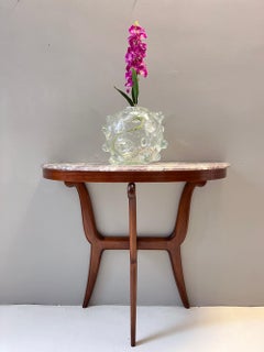 Consola de Haya Ebonizada con Tapa de Mármol Demilune Fleur de Pecher, Italia