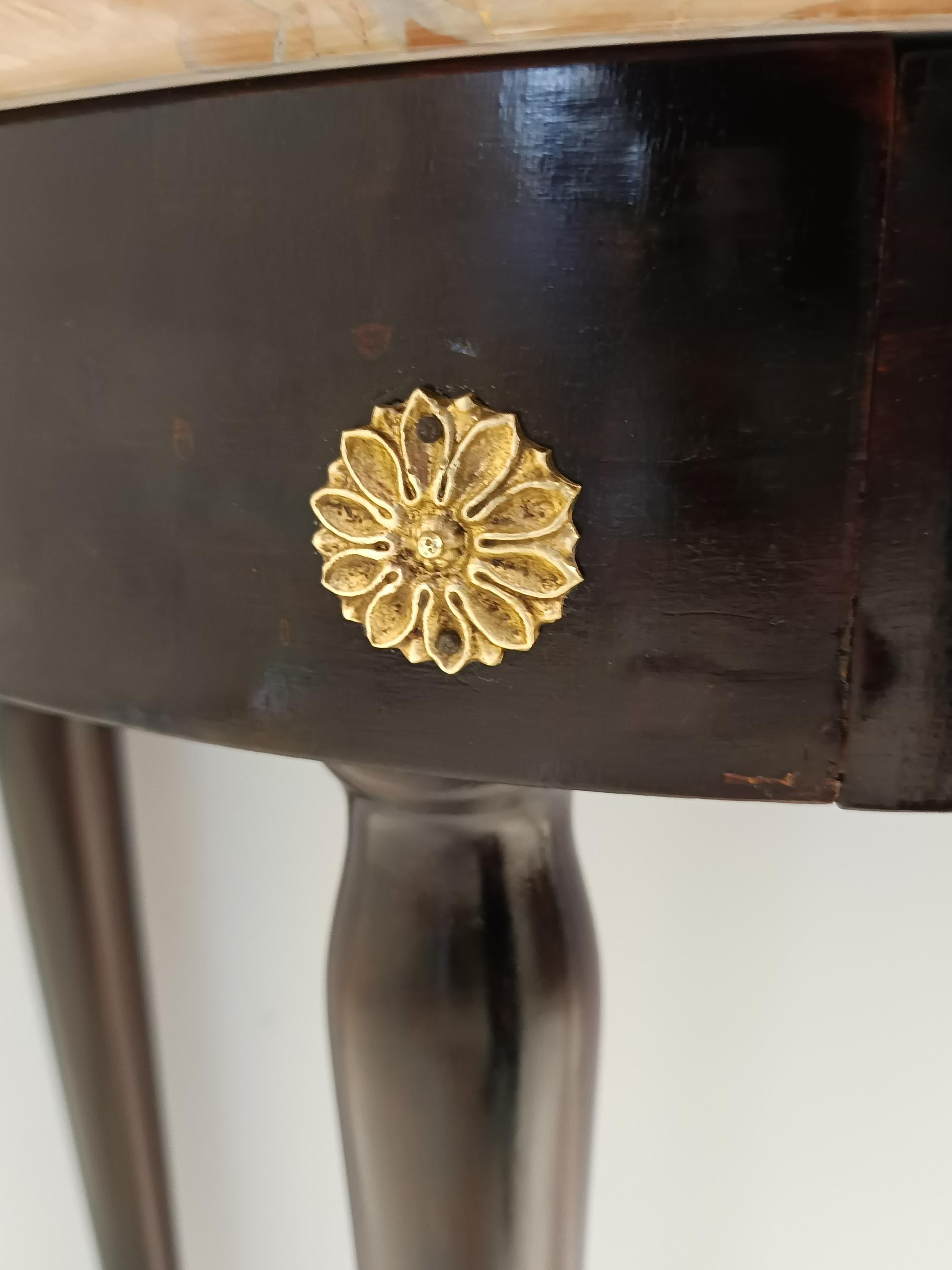 Ebonized Beech Console with a Demilune Macchiavecchia Marble Top attr. to Buffa 5