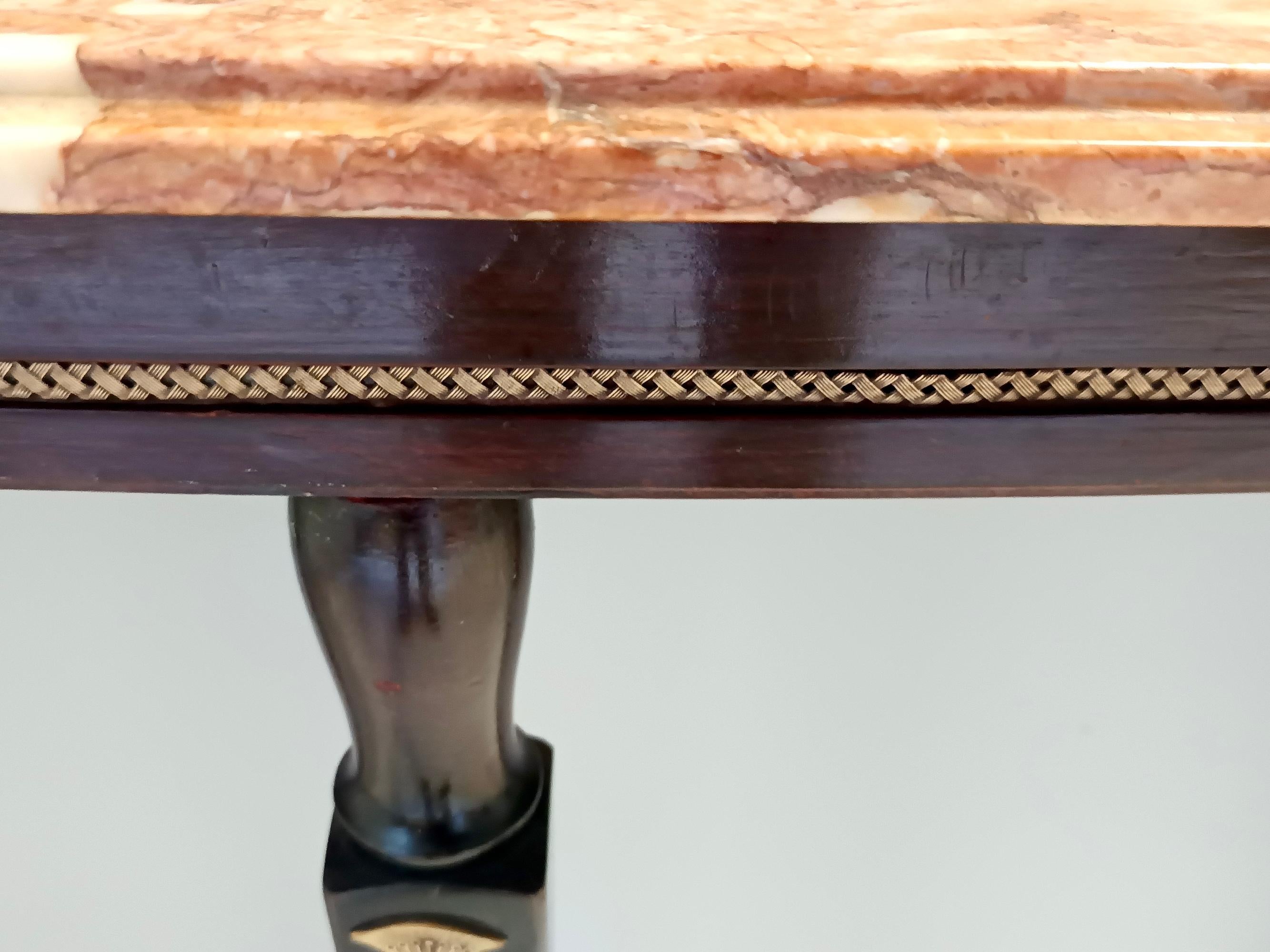 Ebonized Beech Console with an Orange Breccia Pernice Marble Top, Italy 3