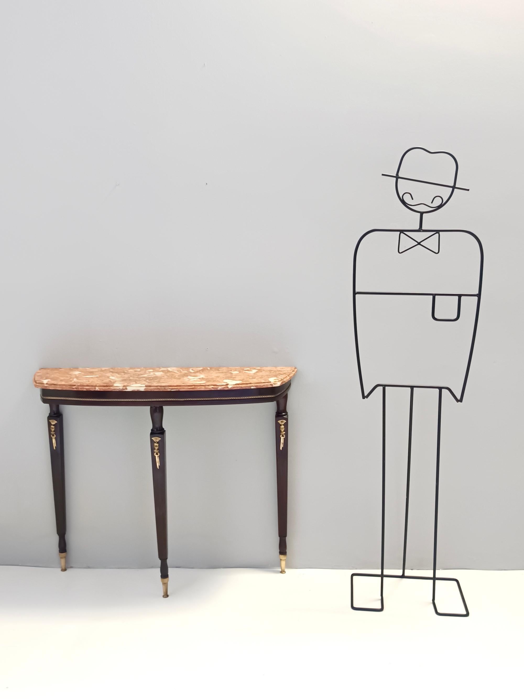 Italian Ebonized Beech Console with an Orange Breccia Pernice Marble Top, Italy
