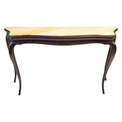 Ebonized Beech Console with Ivory Siena Marble Top attributed to Borsani, Italy