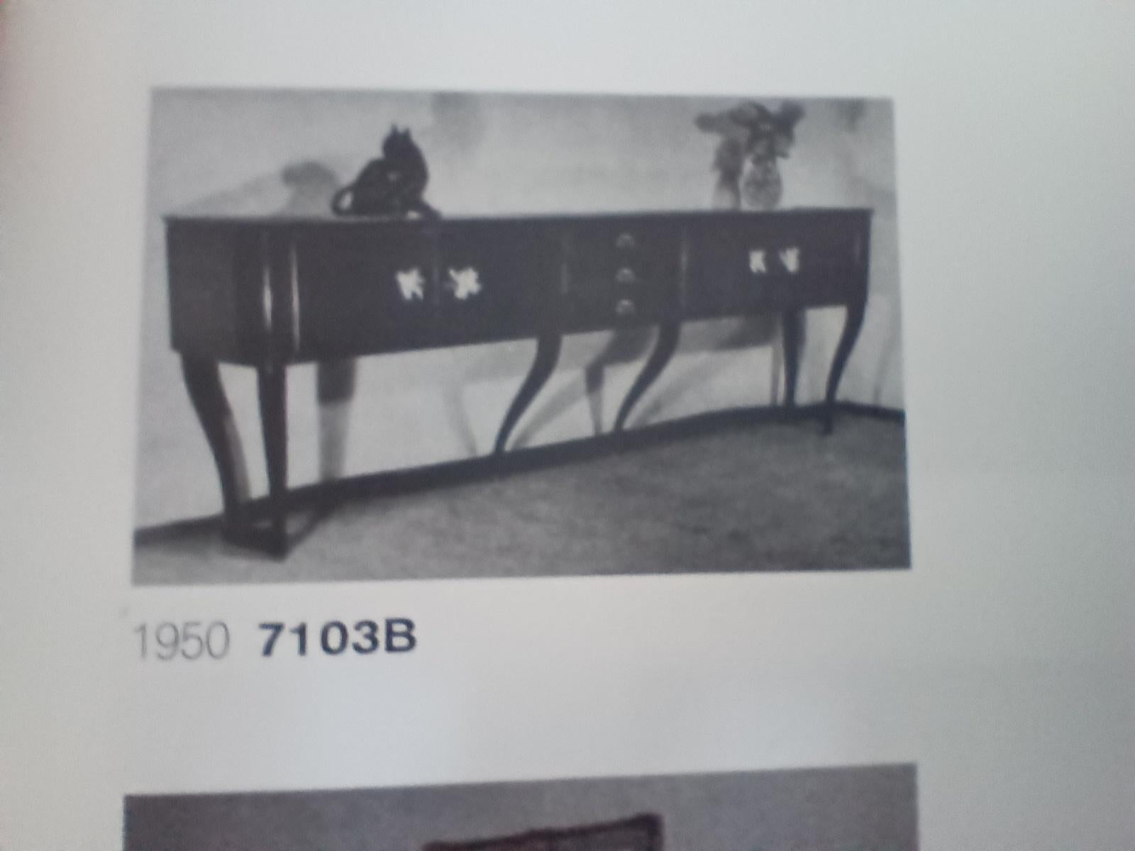 Consola de Haya Ebonizada con Tapa de Mármol de Siena Marfil de Osvaldo Borsani, Italia en venta 9