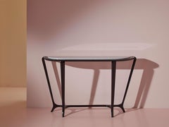 Console in faggio ebanizzato con piano in marmo bianco, manifattura italiana, anni '50