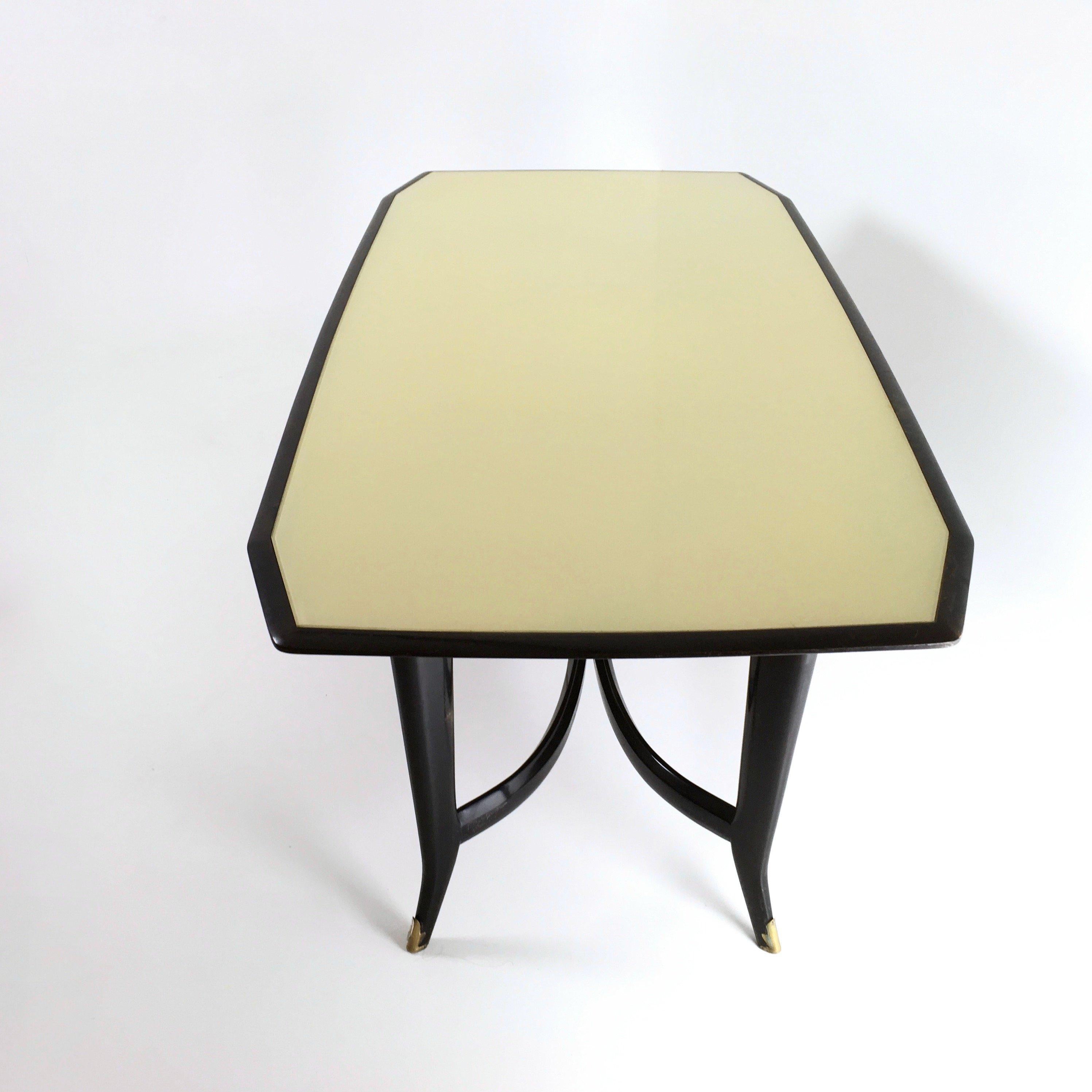 Italian Ebonized Beech Dining Table ascribable to Ulrich with a Glass Top, Italy