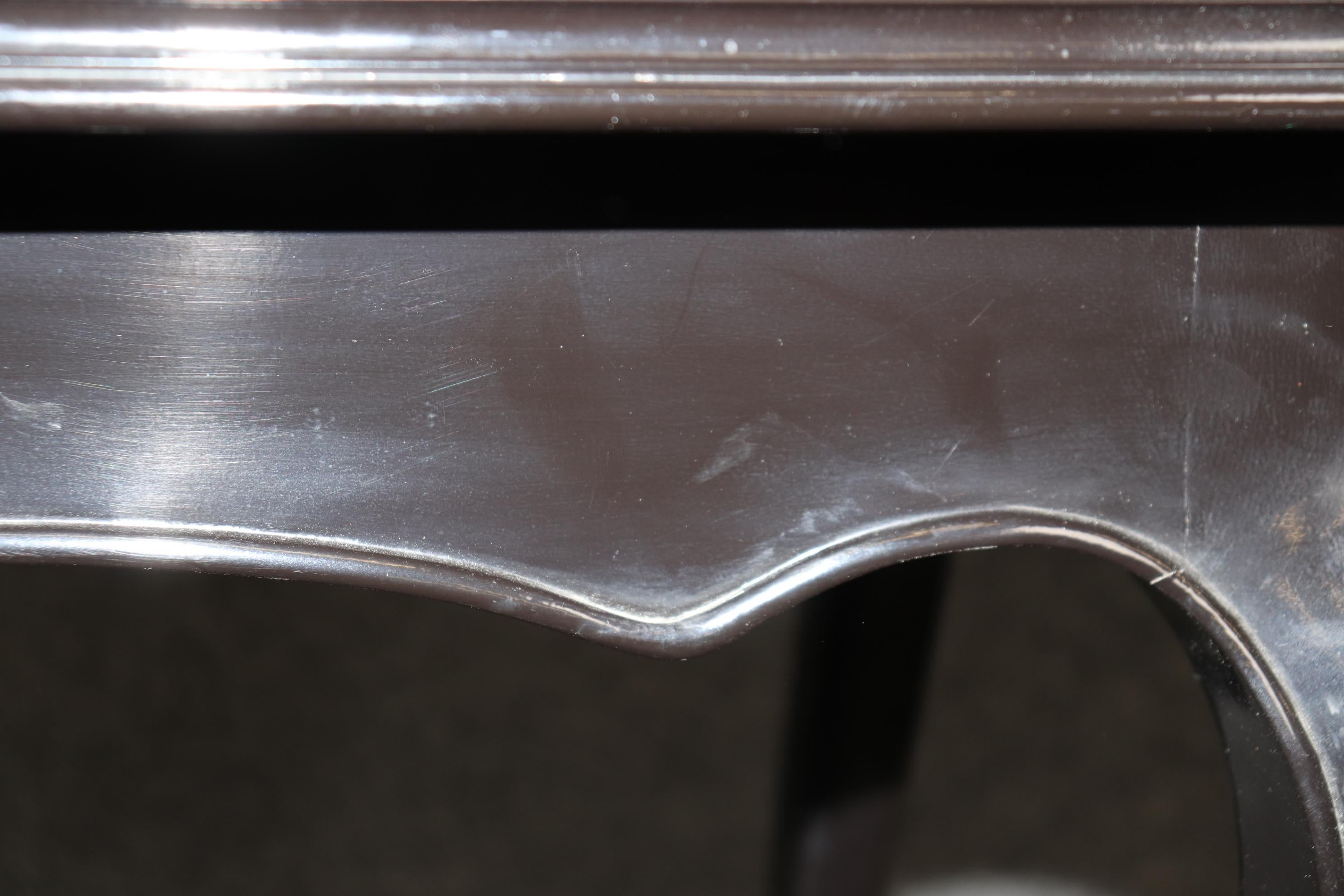 Ebonized Black Lacquer Georgian Style English End Tray Top Occasional Table For Sale 6