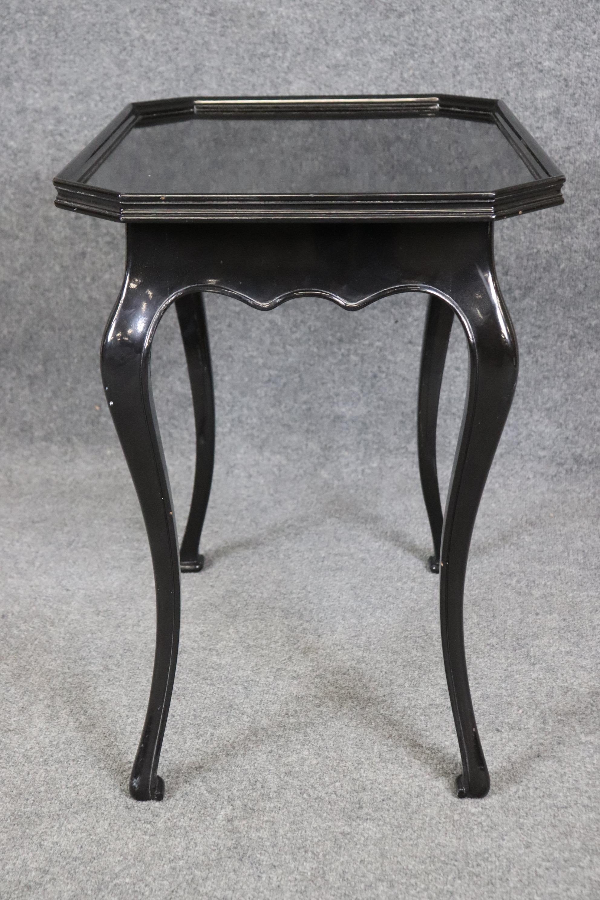 Walnut Ebonized Black Lacquer Georgian Style English End Tray Top Occasional Table For Sale