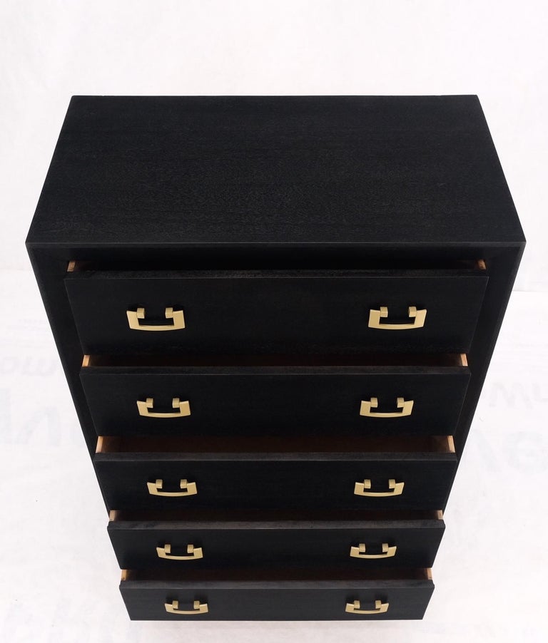 Ebonized Black Lacquer Mahogany Tall 5 Drawers Dresser Gold Bracket Pulls  MNT For Sale at 1stDibs | tall black and gold dresser, black and gold tall  dresser, tall black dresser