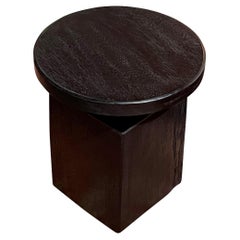 Ebonized Black Lychee Wood Round Over Square Side Table, Indonesia, Contemporary