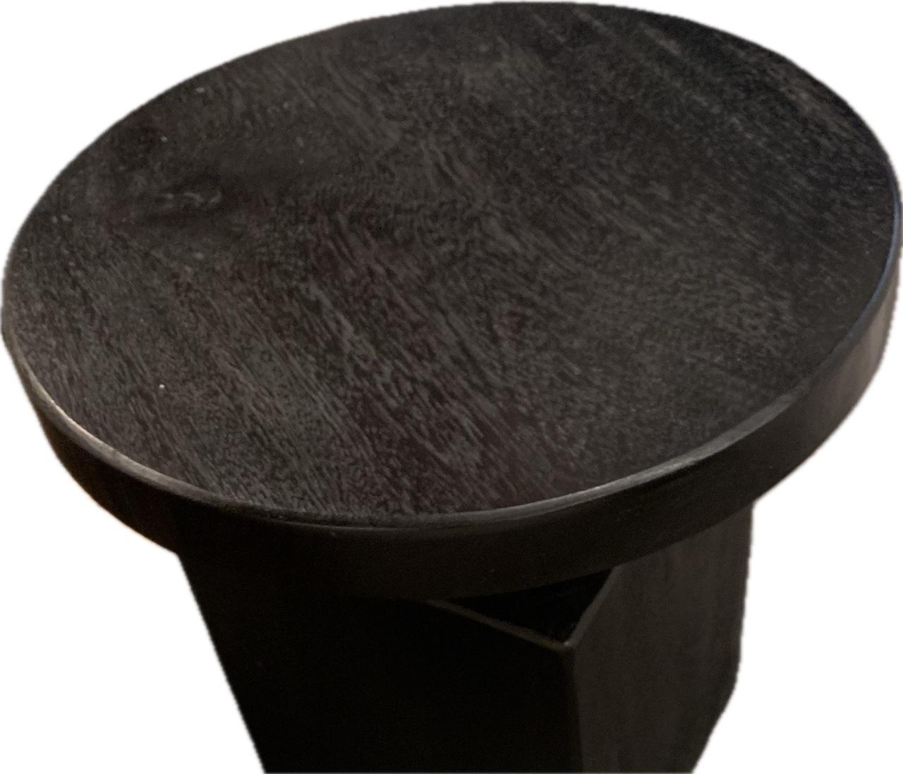 Ebonized Black Lychee Wood Round Over Square Side Table, Indonesia, Contemporary In New Condition For Sale In New York, NY