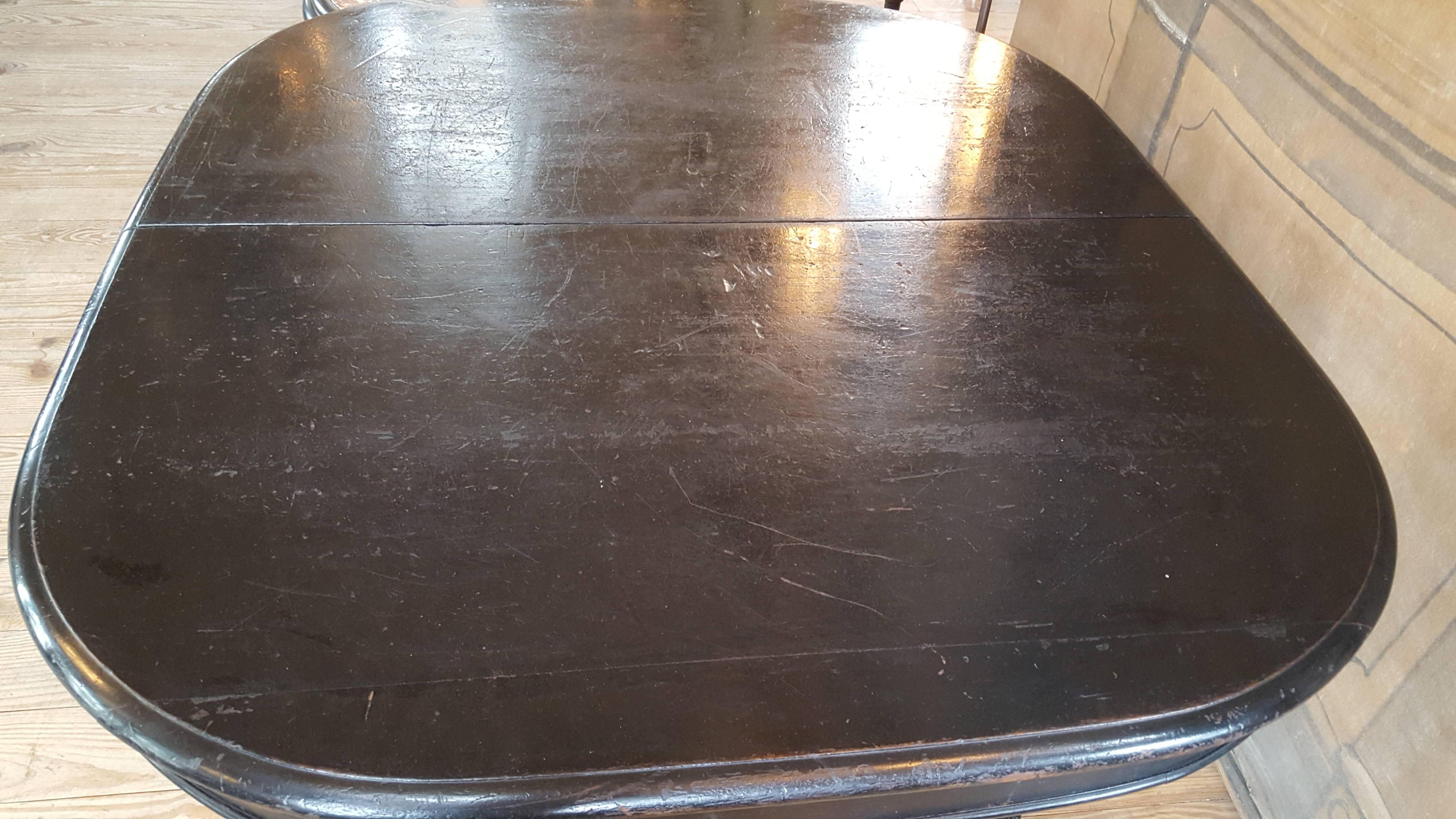 Ebonized Black Napoleon III Table with Four Extensions 2