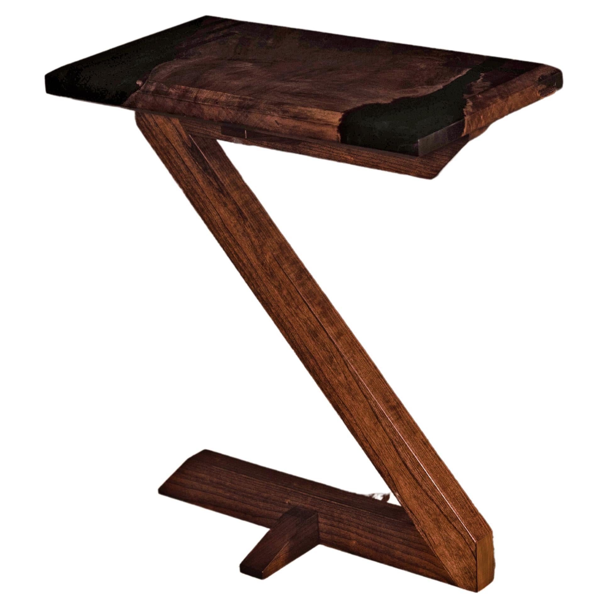Ebonized Box Elder Z-End Table For Sale