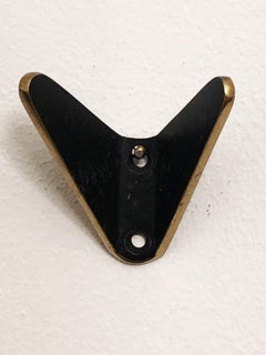 Ebonized Brass Coat Wall Double Hooks by Hertha Baller