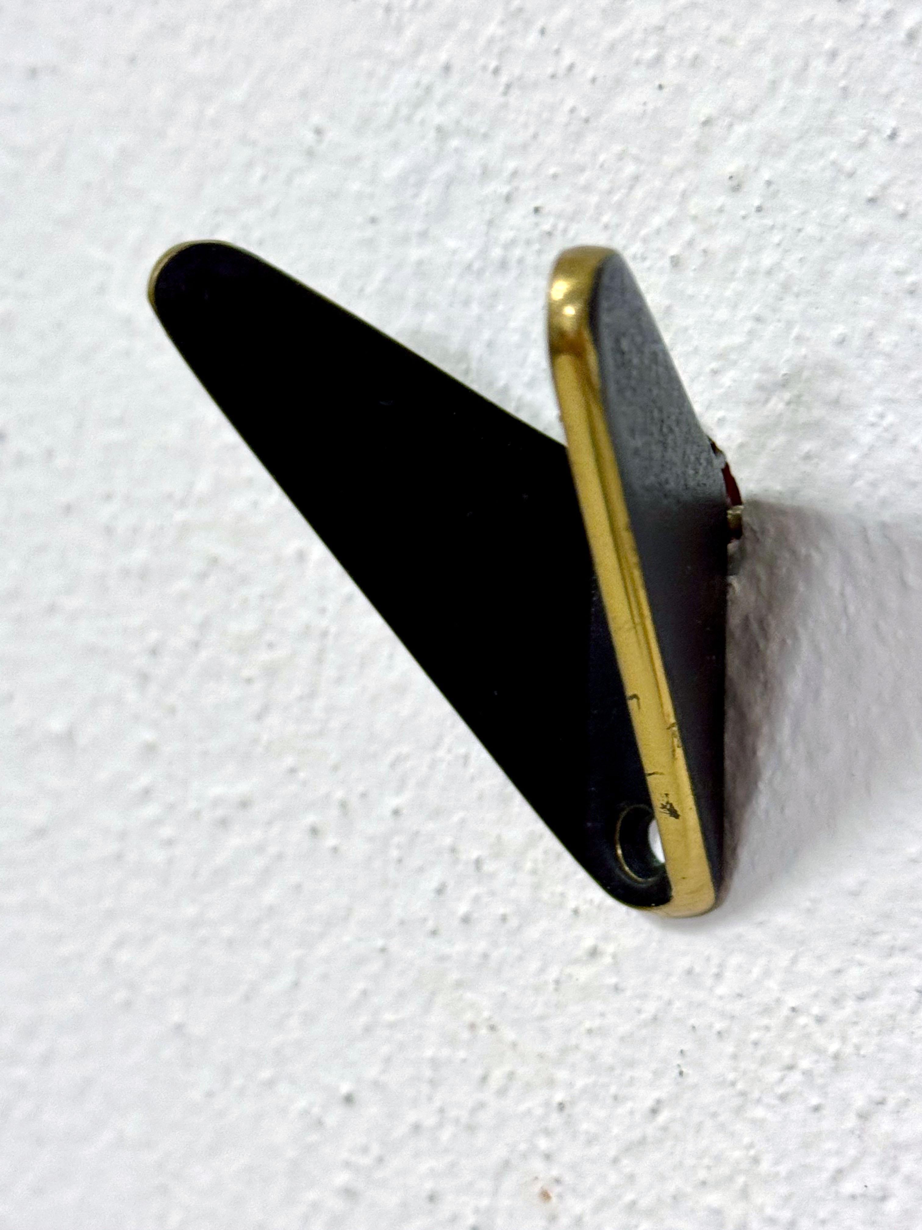 Austrian Ebonized Brass Coat Wall Double Hooks by Hertha Baller For Sale