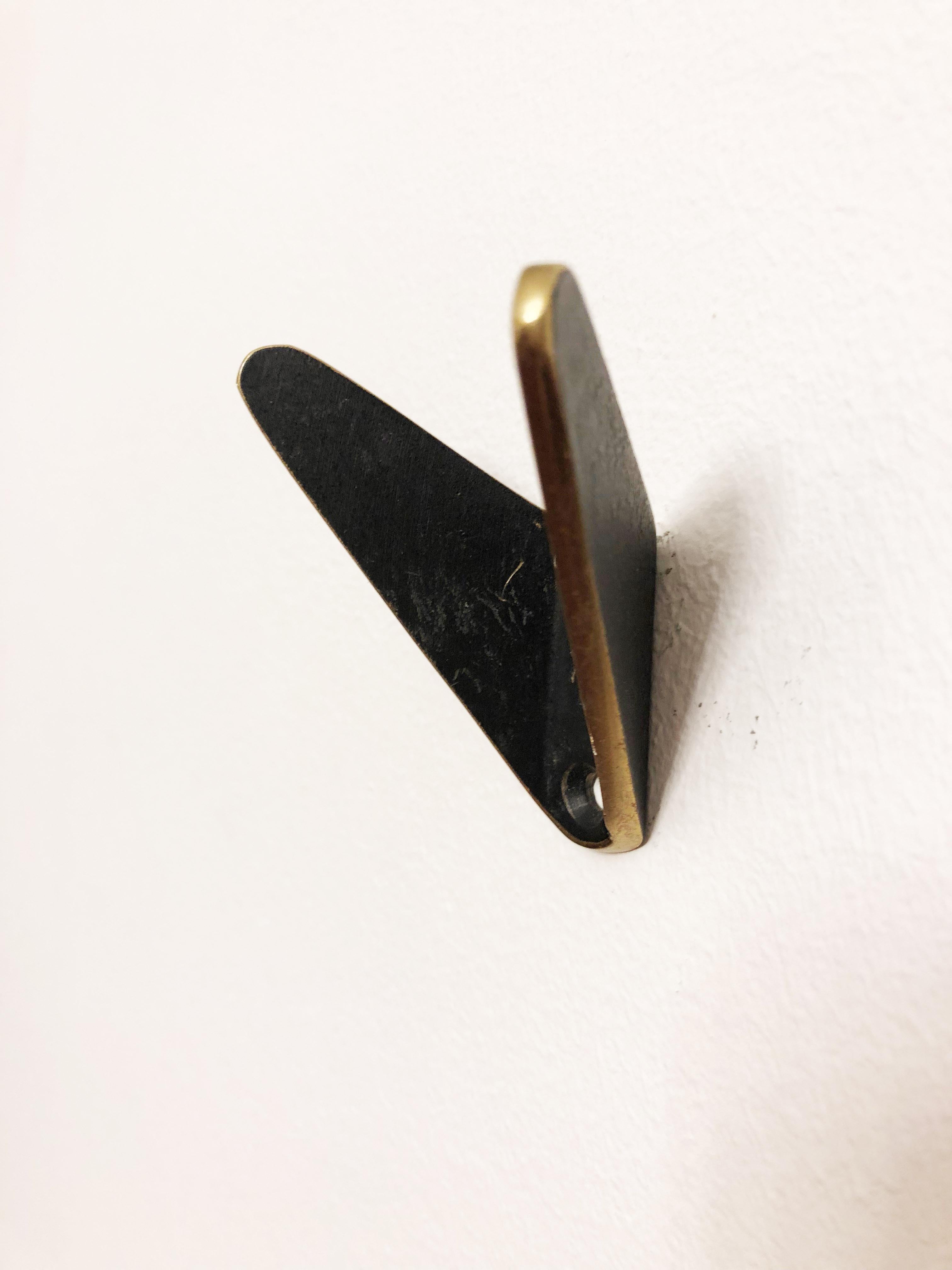 Ebonized Brass Coat Wall Double Hooks by Hertha Baller In Good Condition In Vienna, AT