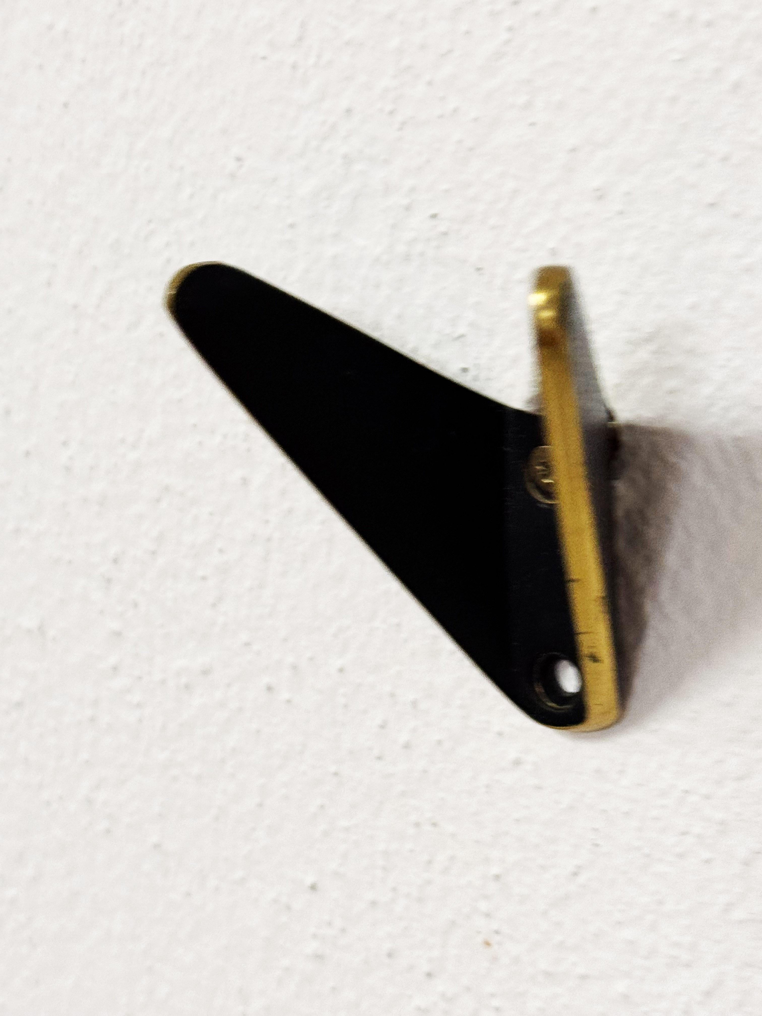 Ebonized Brass Coat Wall Double Hooks by Hertha Baller In Good Condition For Sale In Vienna, AT